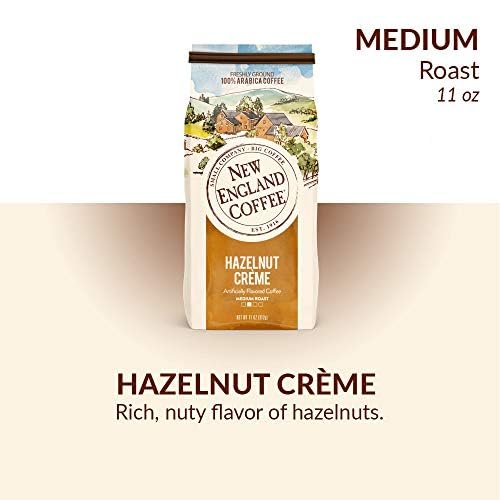 New England Coffee Hazelnut Creme Medium Roast Ground Coffee — 11oz Bag (Pack of 3)