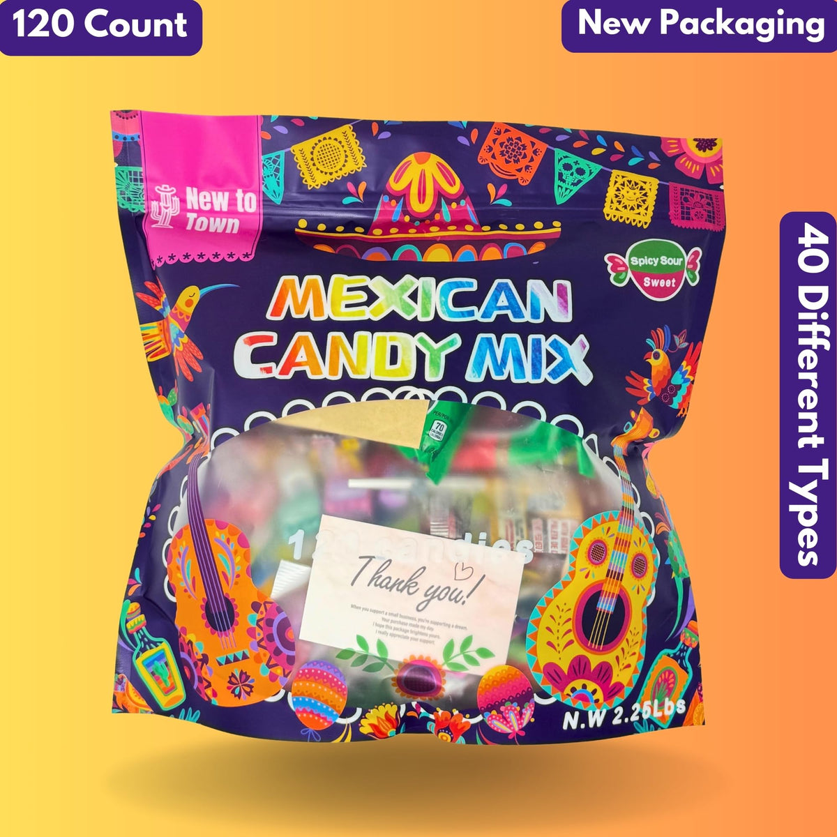 New To Town Mexican Candy Variety Pack – 120 Pieces, Authentic Candies
