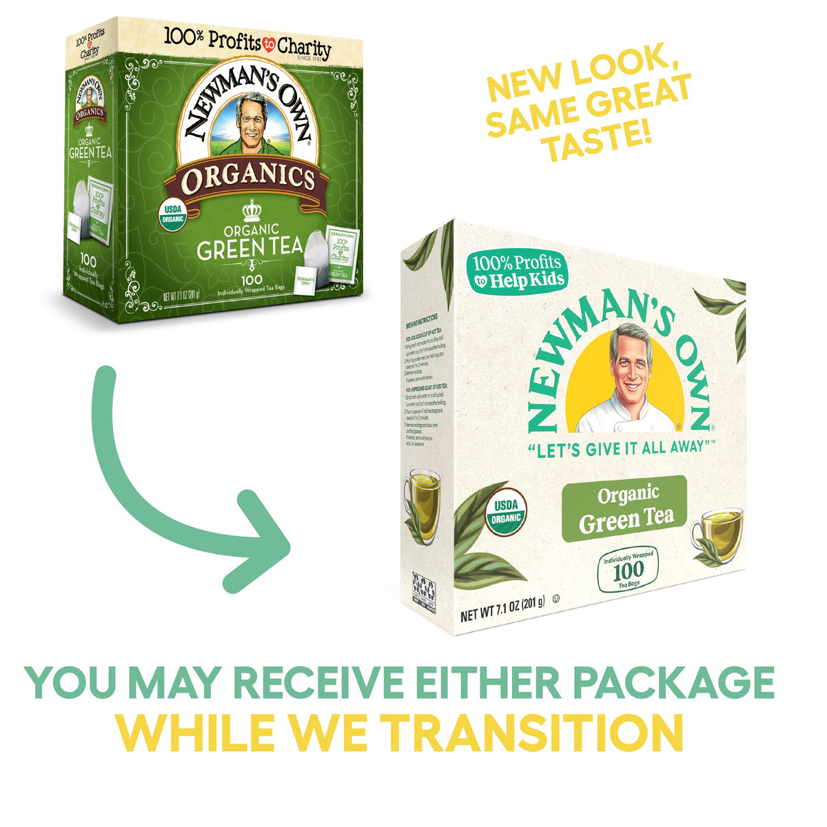 Newman's Own Organic Green Tea – 200 Bags (Pack of 2) USDA Organic, Kosher, Caffeine Brew Hot
