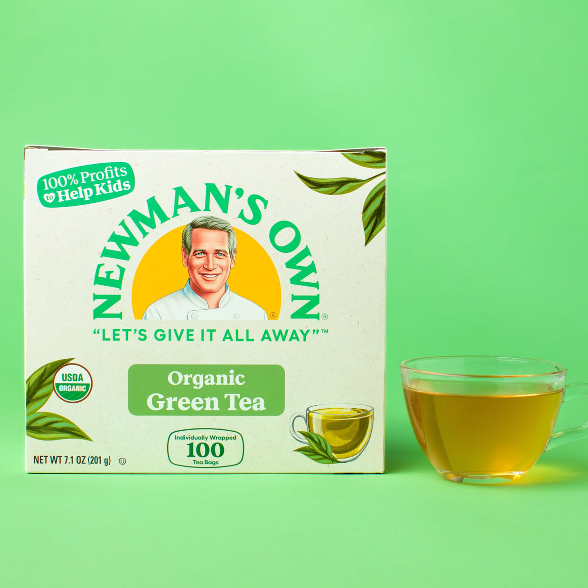 Newman's Own Organics Green Tea — 100 Tea Bags per Box (Pack of 5)