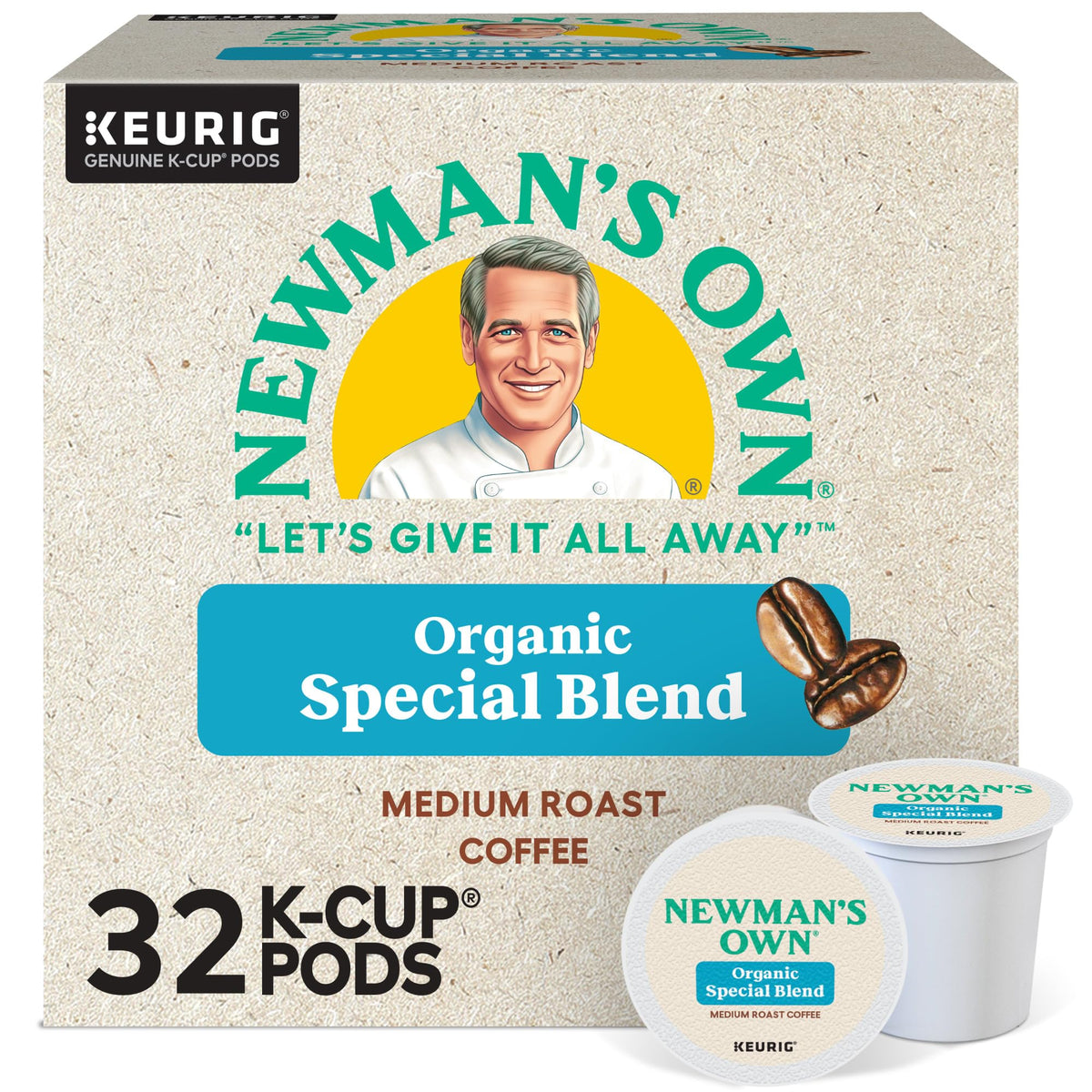 Newman's Own Organics Special Blend K-Cup Pods – Medium Roast Coffee, 32 Count