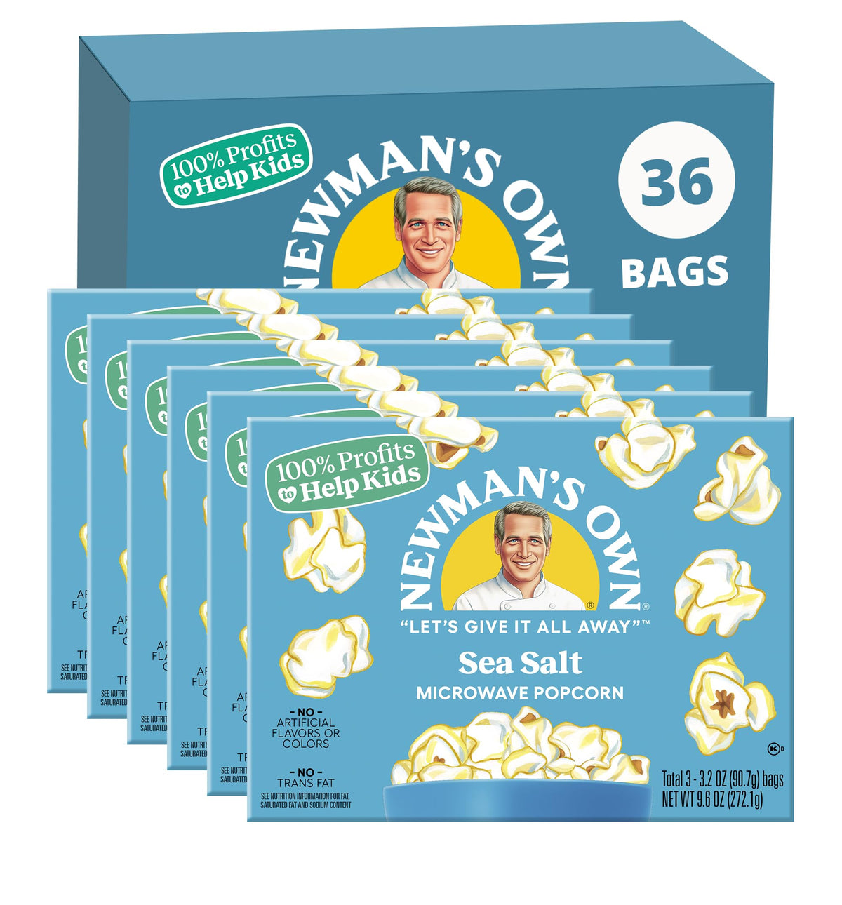 Newman's Own Sea Salt Microwave Popcorn - Whole Grain & Gluten-Free (36 Count)