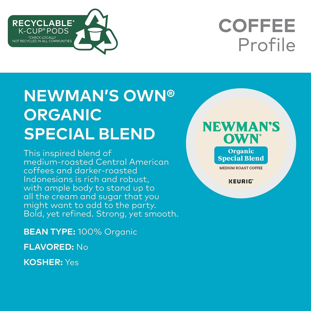 Newman's Own Special Extra Bold Blend Coffee K-Cups – Medium Roast, 100 Count (Packaging May Vary)