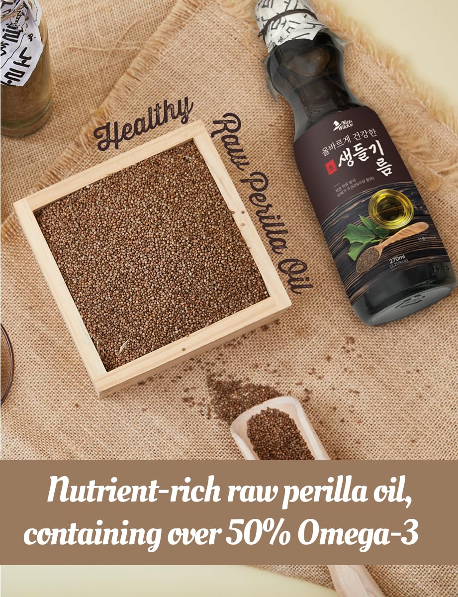 NICE WITCH'S Raw Perilla Oil 270ml / 9.5oz - 100% Perilla Seeds, Cold-Pressed