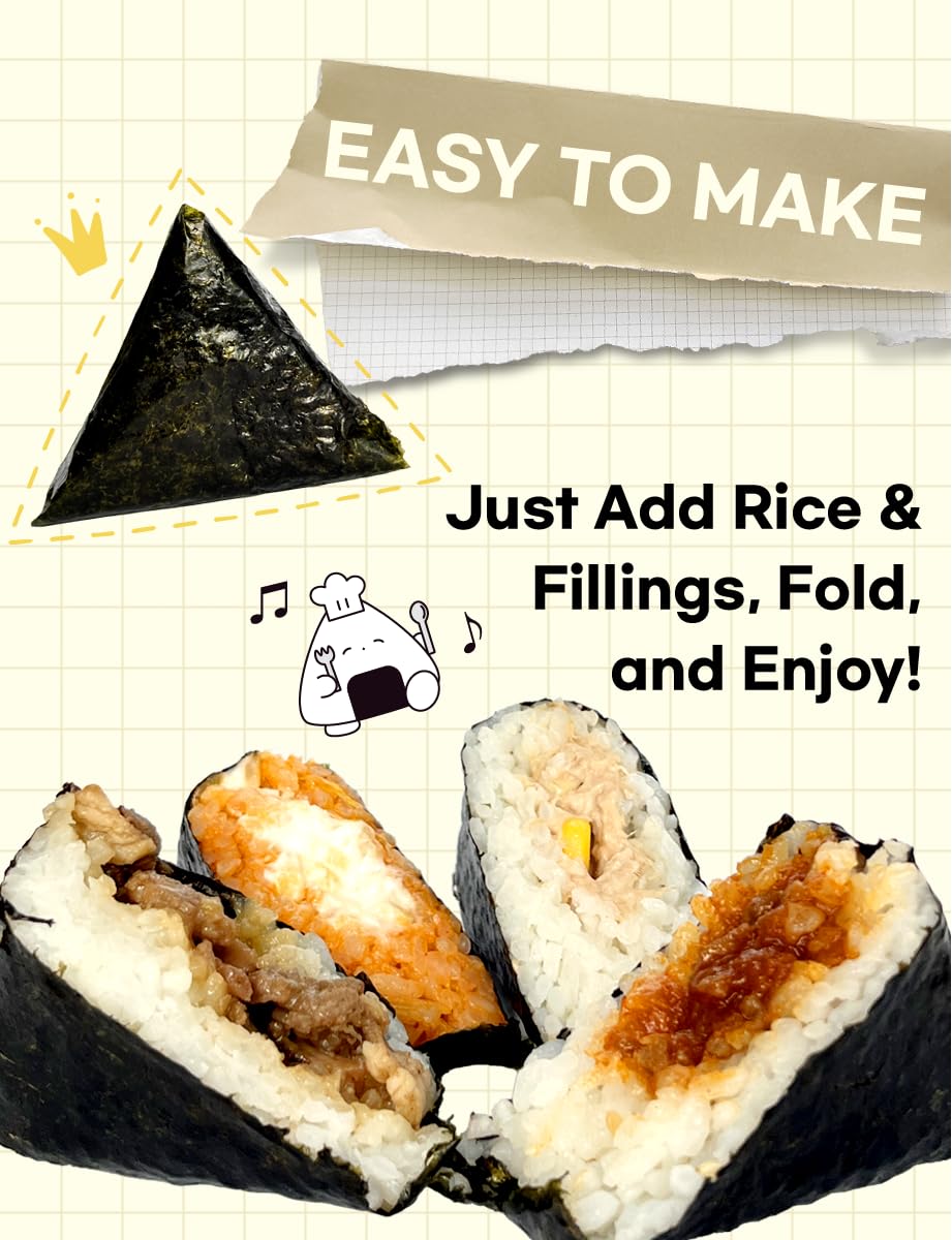 Nice Witch's Seaweed Nori – 100 Sheets for Gimbap, Onigiri & Triangle Rice Balls (Korean Nori, 2x50)