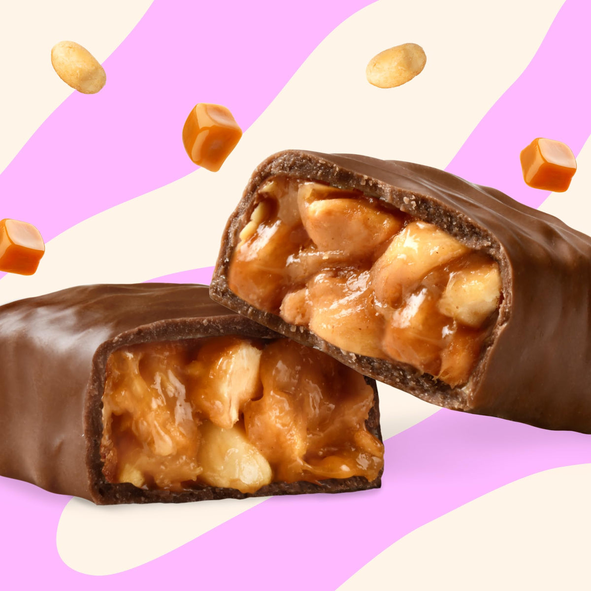 N!CK'S Peanuts & Fudge Keto Chocolate Bars – No Added Sugar, 180 kcal, 4g Net Carbs, Gluten Free (15-Pack, 40g Each)