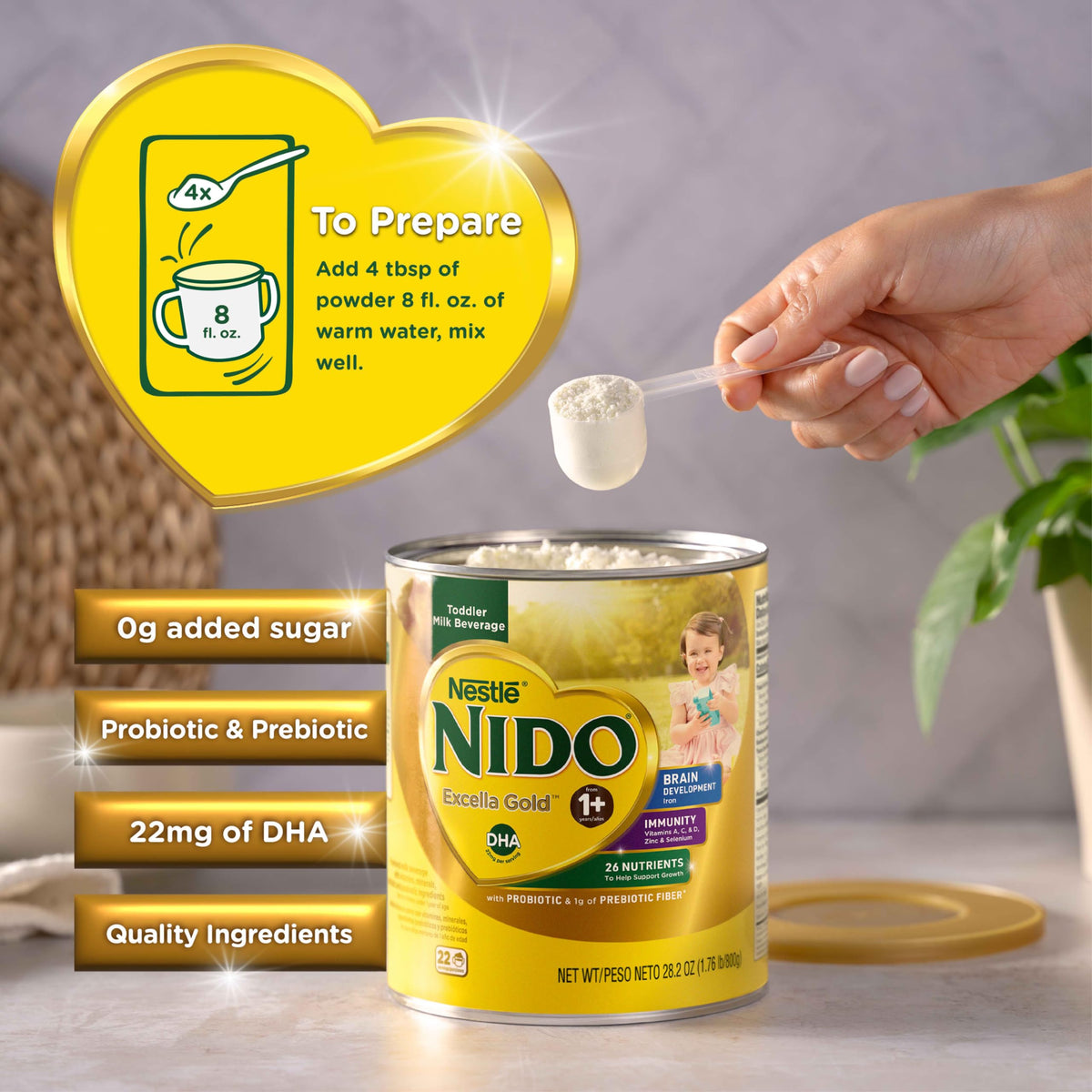 Nido Excella Gold Original Milk Powder — 4 Pack (800g Each)