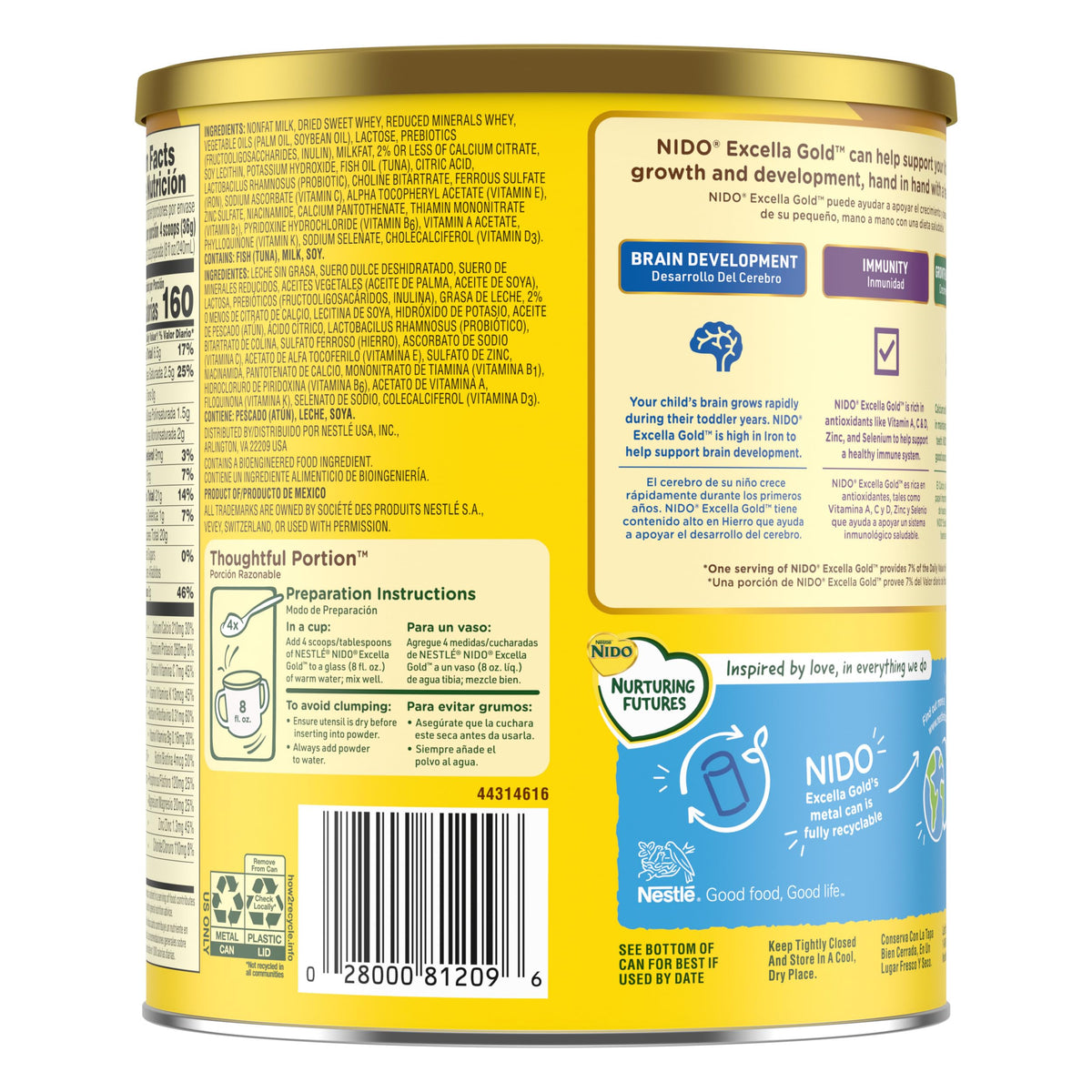 Nido Excella Gold Original Milk Powder — 4 Pack (800g Each)