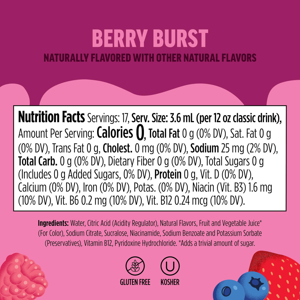 Ninja Thirsti Flavored Water Drops – Berry Lemon Variety Pack | Zero Calories, Zero Sugar, Makes 17-20 12oz Drinks | 3 Pack