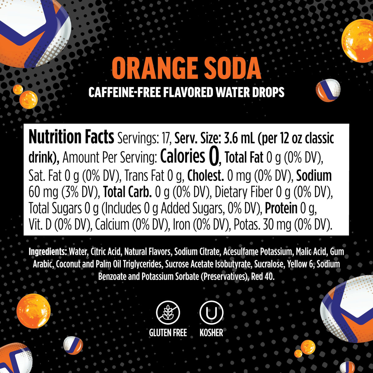 Ninja Thirsti Flavored Water Drops - ZERO SODA Orange Soda, 0 Cal, 0 Sugar, 3 Pack