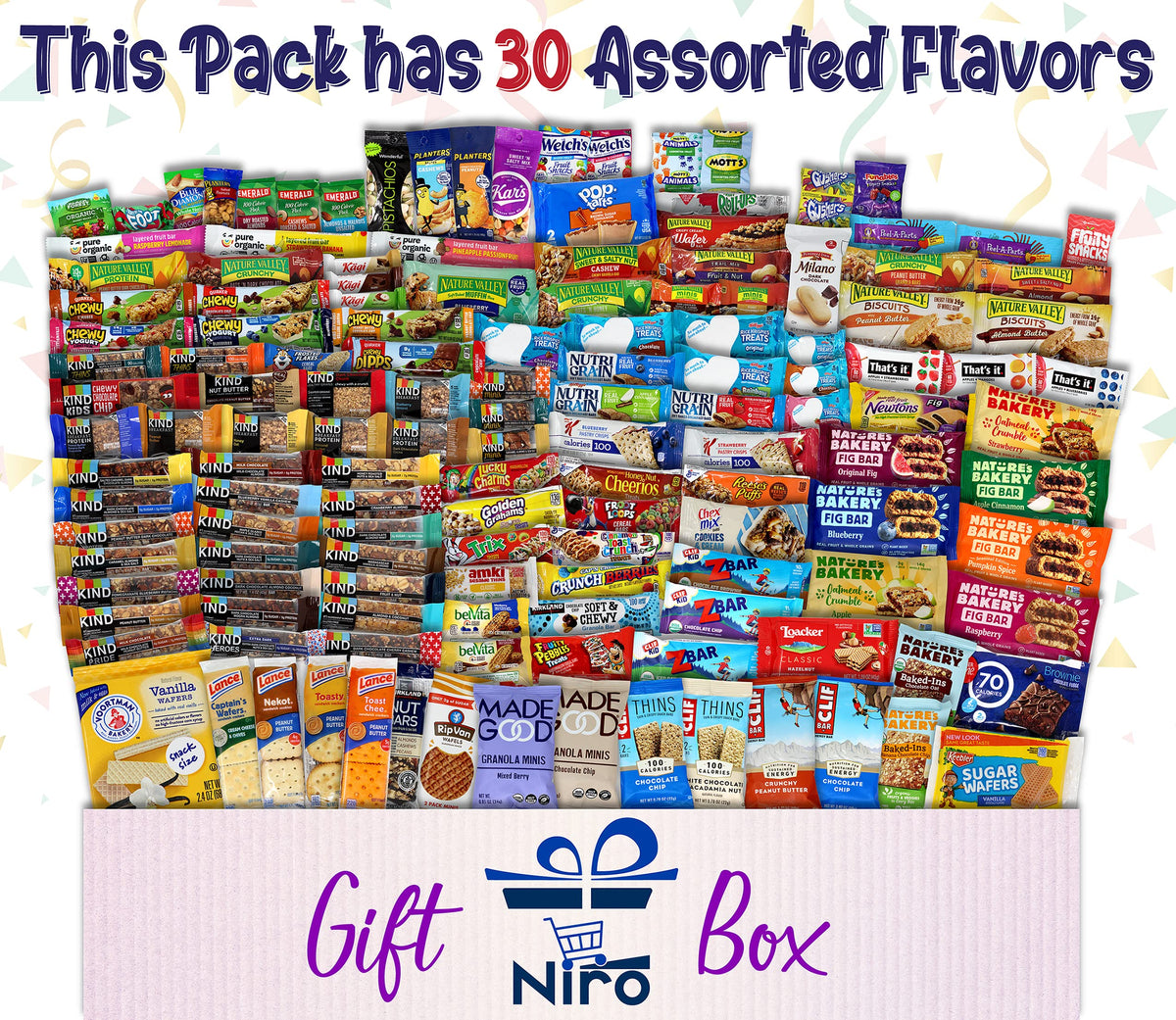 Niro Assortment: 30-Count Snack Box Variety Pack for Adults