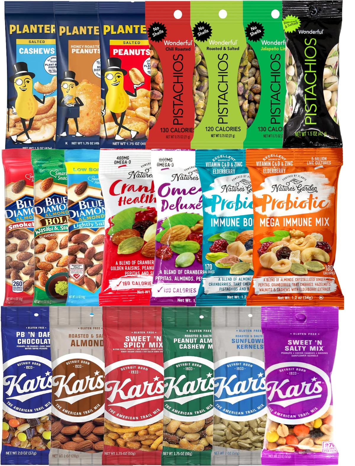 Niro Gift Basket Trail Mix Snacks Variety Pack – 20 Individually Wrapped Nut & Mix Packs