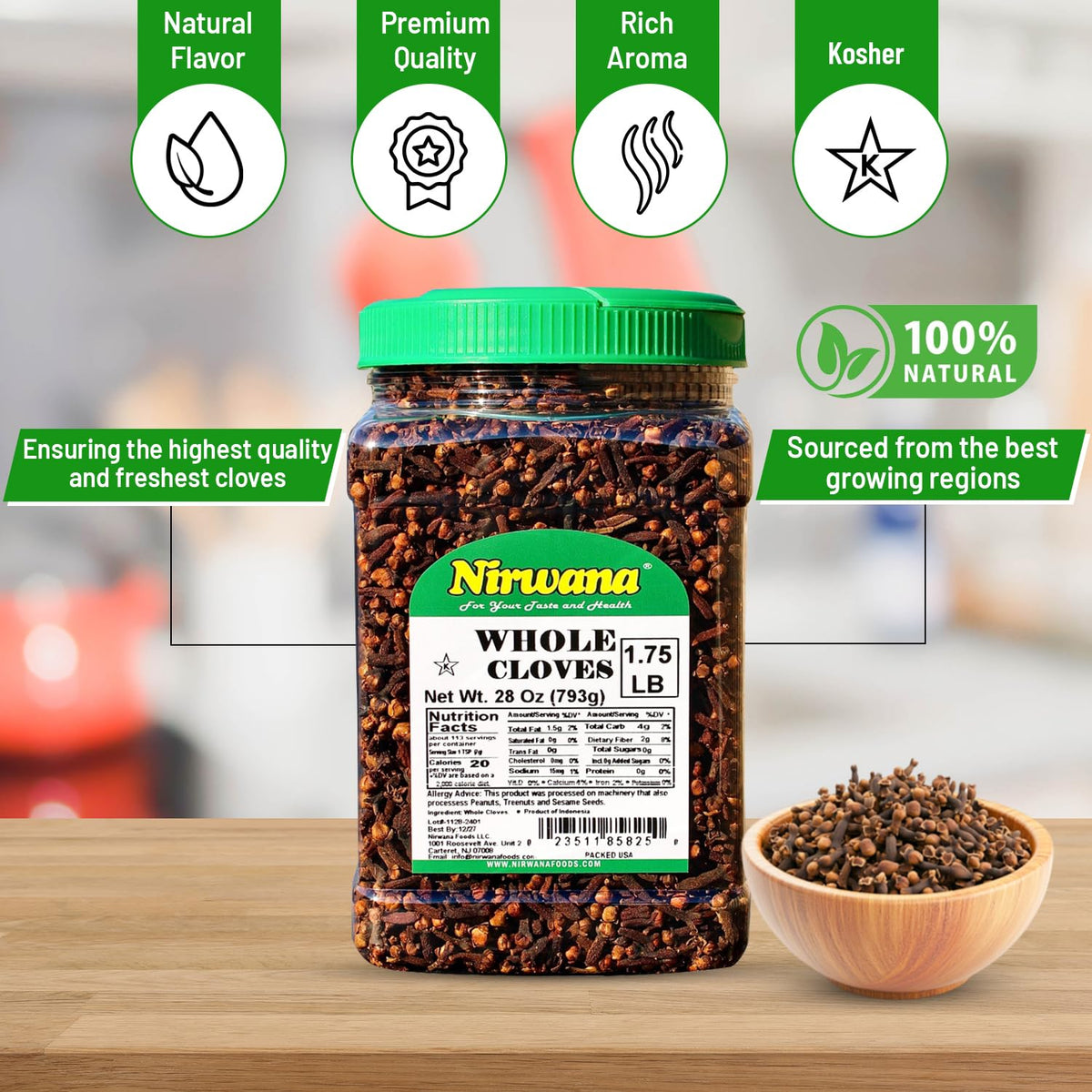 Nirwana Whole Cloves – Premium Spice for Cooking, Baking & Beverages (28oz)