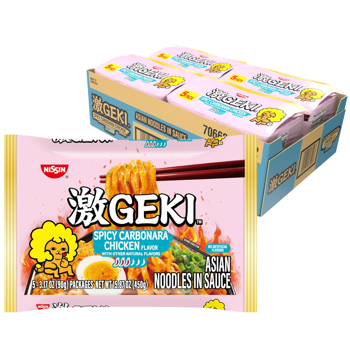 NISSIN Geki Chili Infused Noodles – Spicy Carbonara Chicken (Pack of 20)