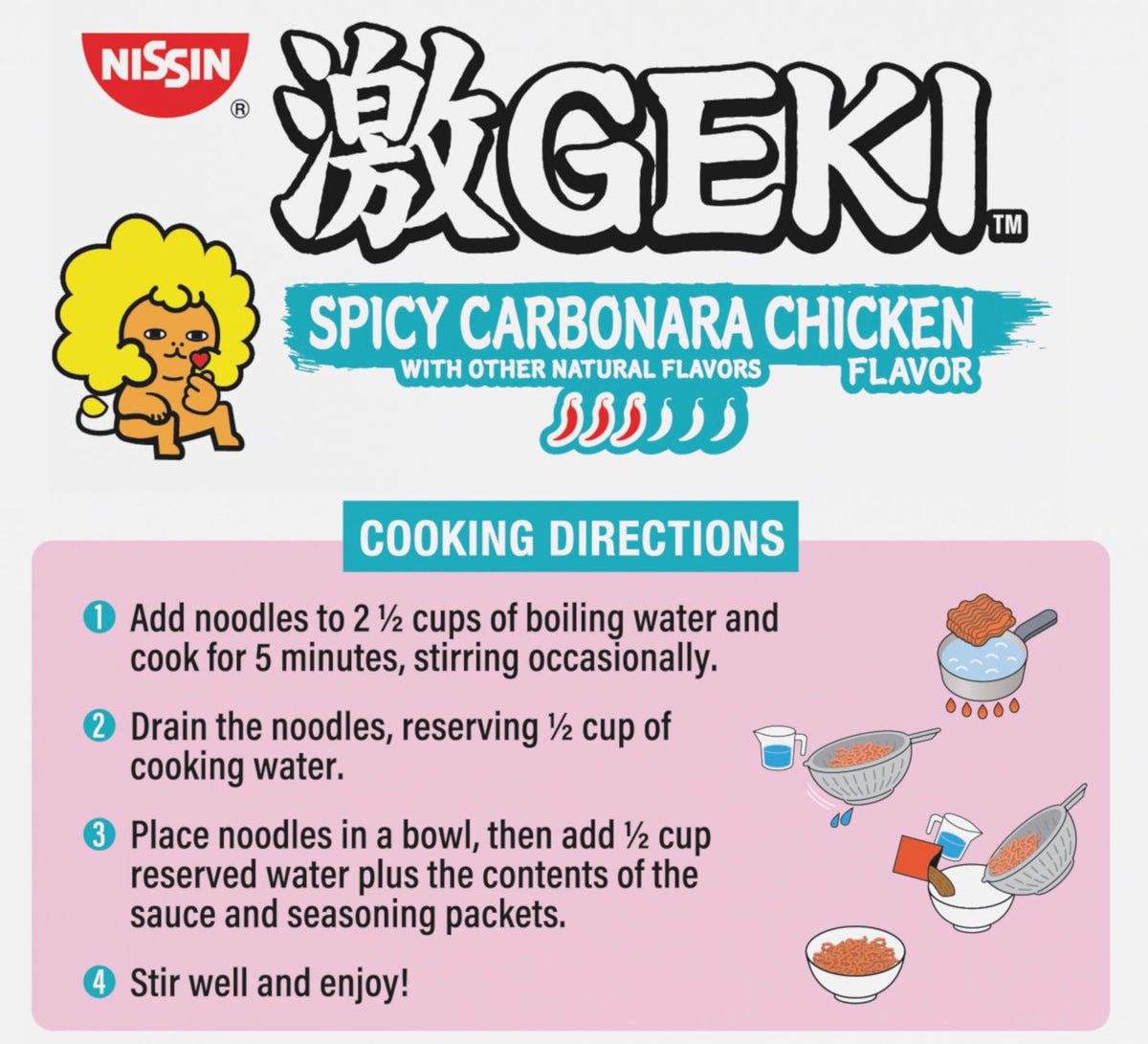 NISSIN Geki Chili Infused Noodles – Spicy Carbonara Chicken (Pack of 20)