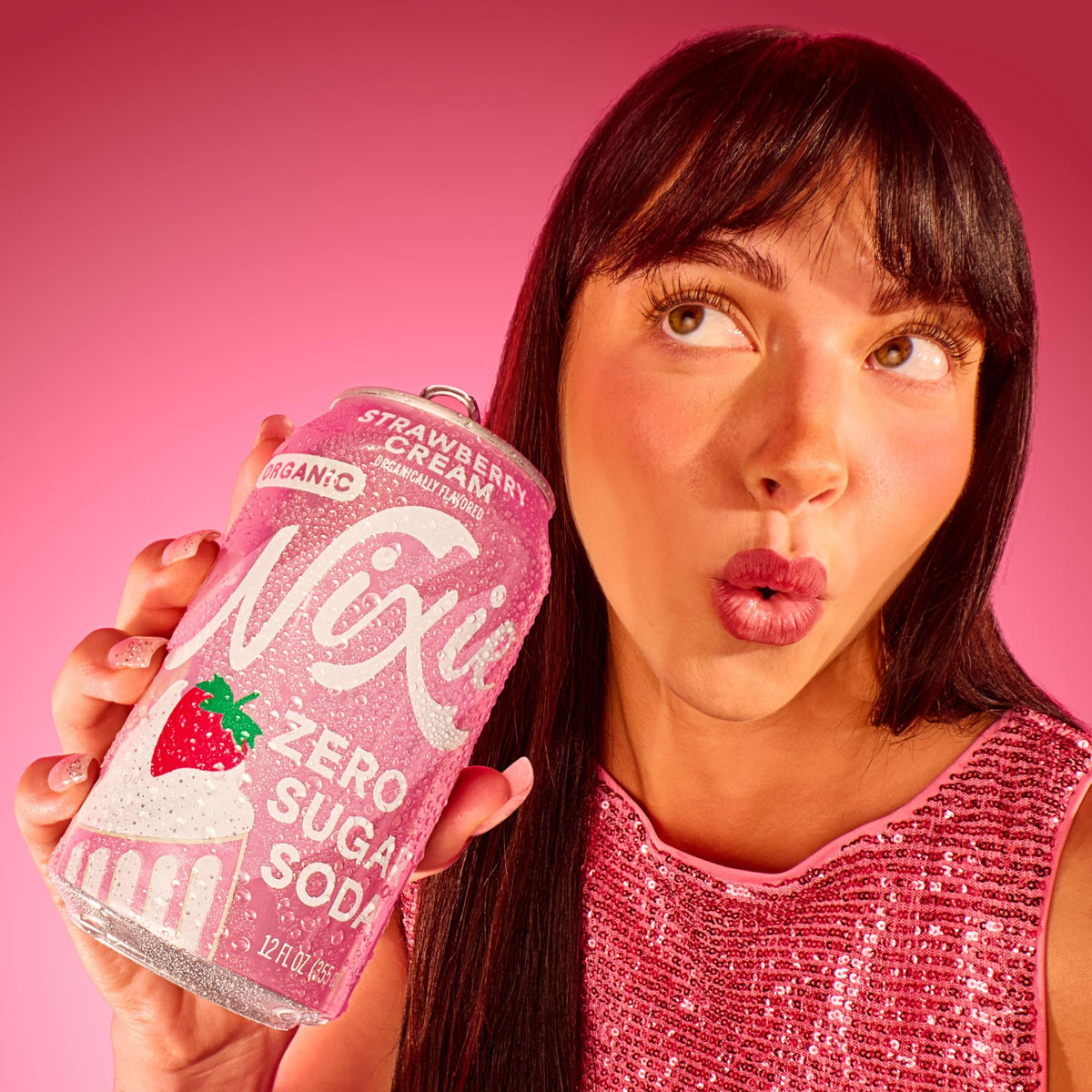 Nixie Organic Zero Sugar Soda – NEW Strawberry Cream, 12 Pack, 12oz Cans, Caffeine Free, Non-GMO