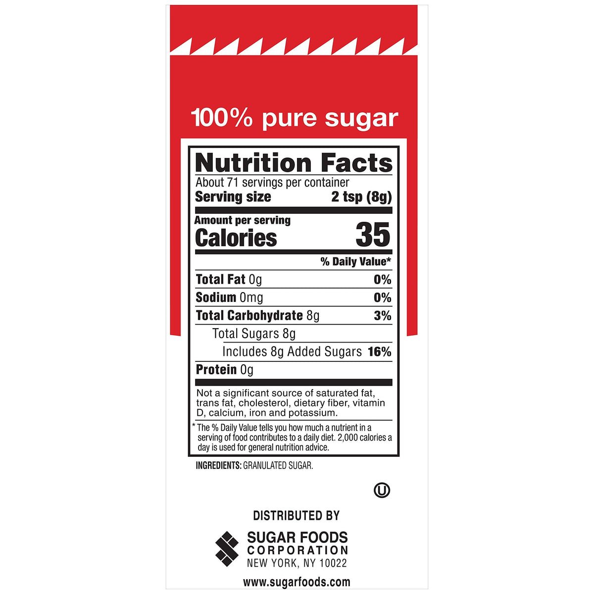 N'Joy Canister 100% Pure Granulated Sugar – 20 oz, Easy Pour Lid, Pack of 6 (Original Version)