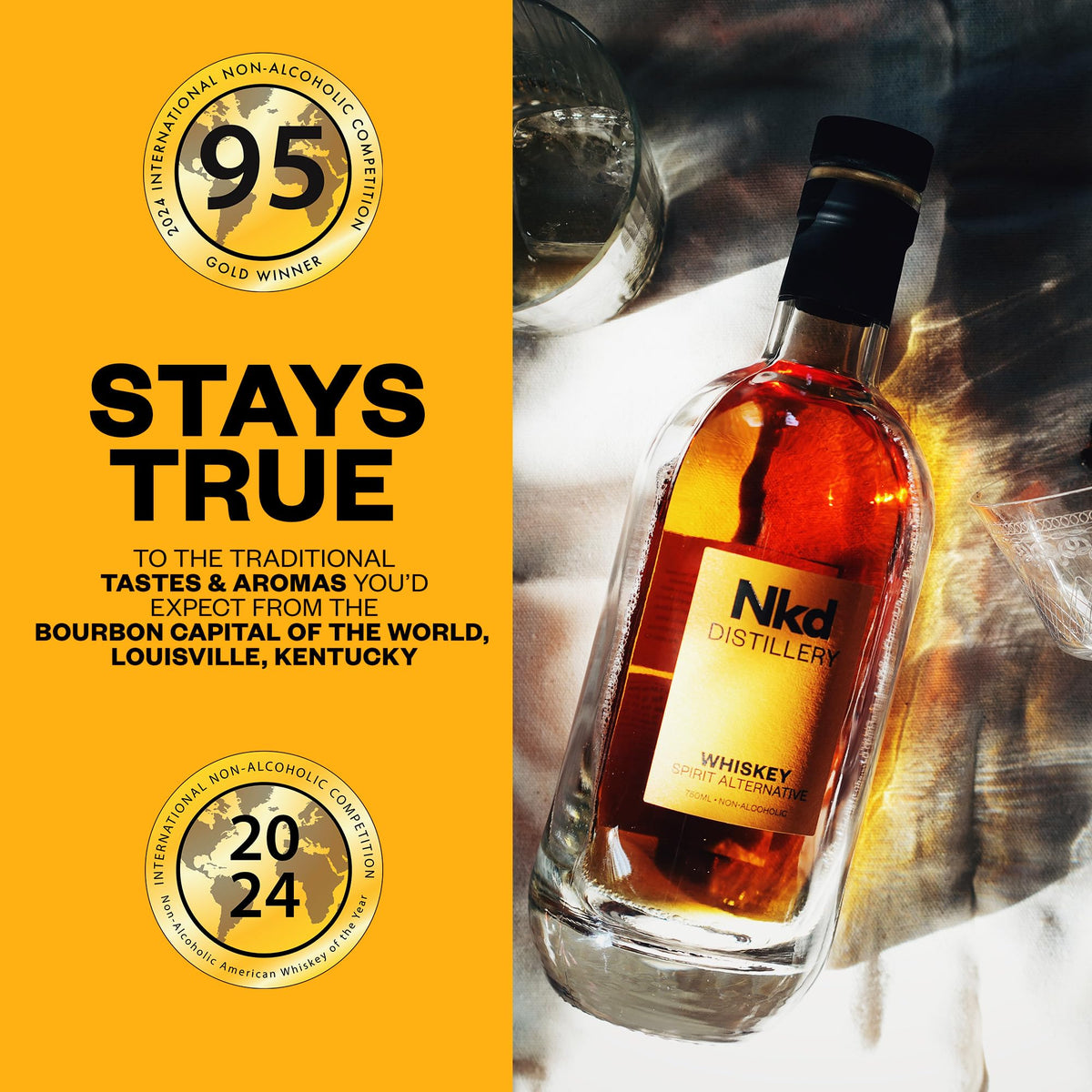 NKD Distillery Nkd Whiskey Non-Alcoholic Spirit – Zero-Proof Bourbon Substitute | 750ml