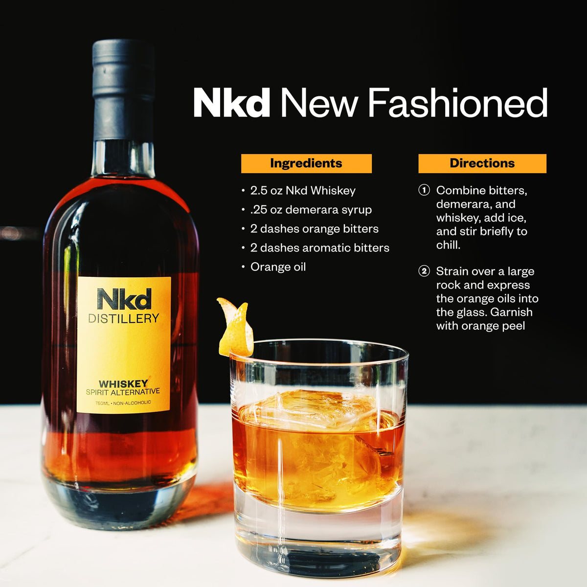 NKD Distillery Nkd Whiskey Non-Alcoholic Spirit – Zero-Proof Bourbon Substitute | 750ml