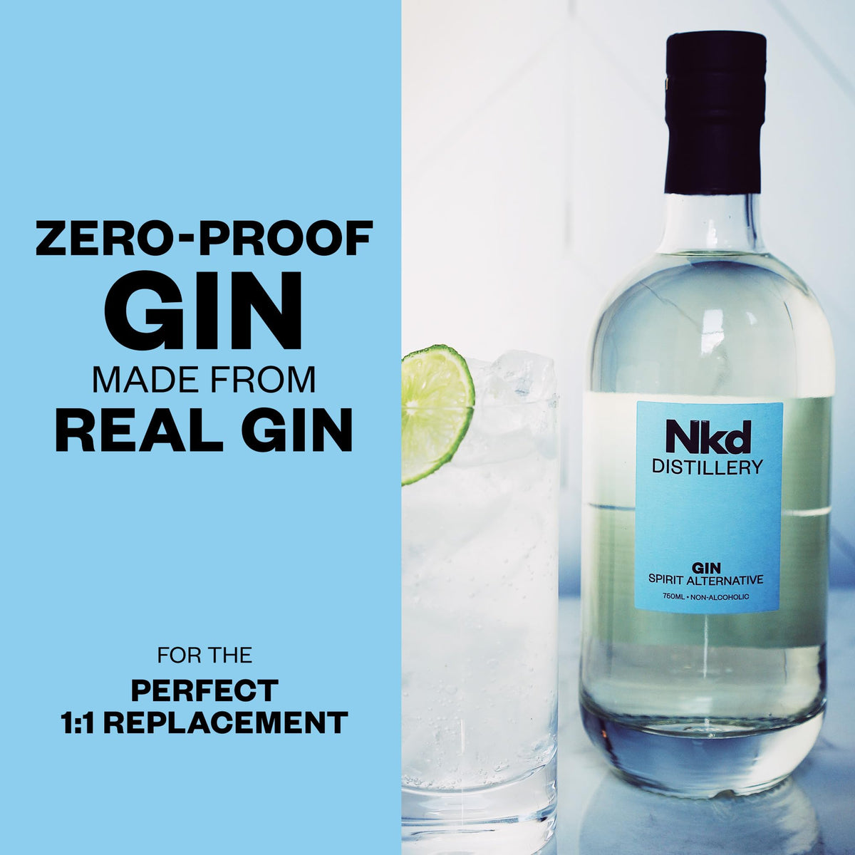 NKD Gin Non-Alcoholic Spirit — Zero-Proof Gin Alternative, 1:1 Cocktail Substitute | 750ml