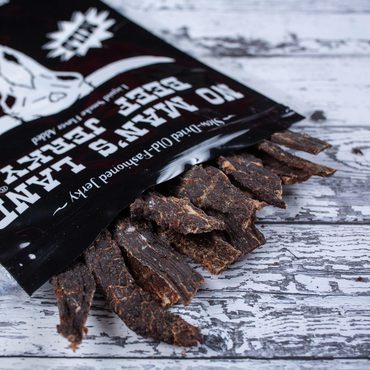 No Mans Land Premium Beef Jerky | 17g Protein, Low Carb & Low Calorie | Slow-Dried Mild Jerky, 8.5oz