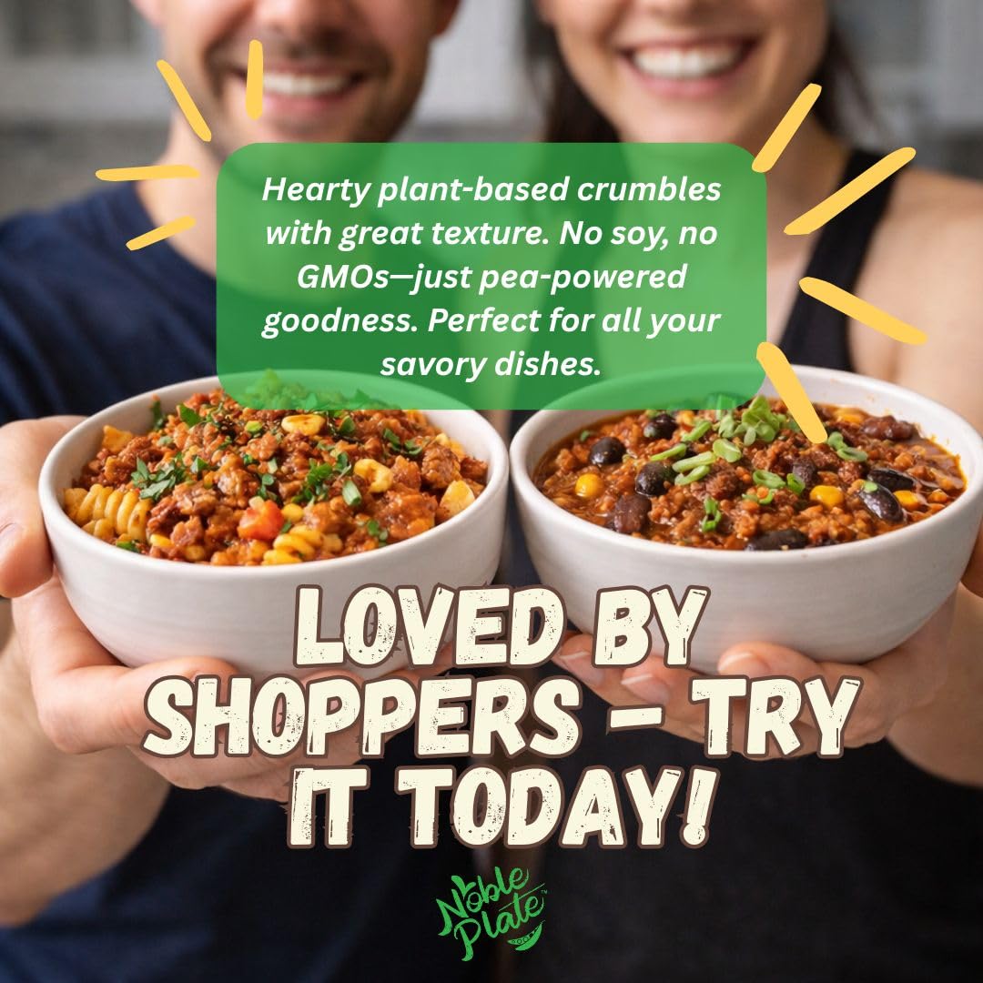 Noble Plate Meatless Crumbles – Soy Free Plant-Based Protein, 45g per Serving, 0g Net Carbs, 170g (3-Pack)