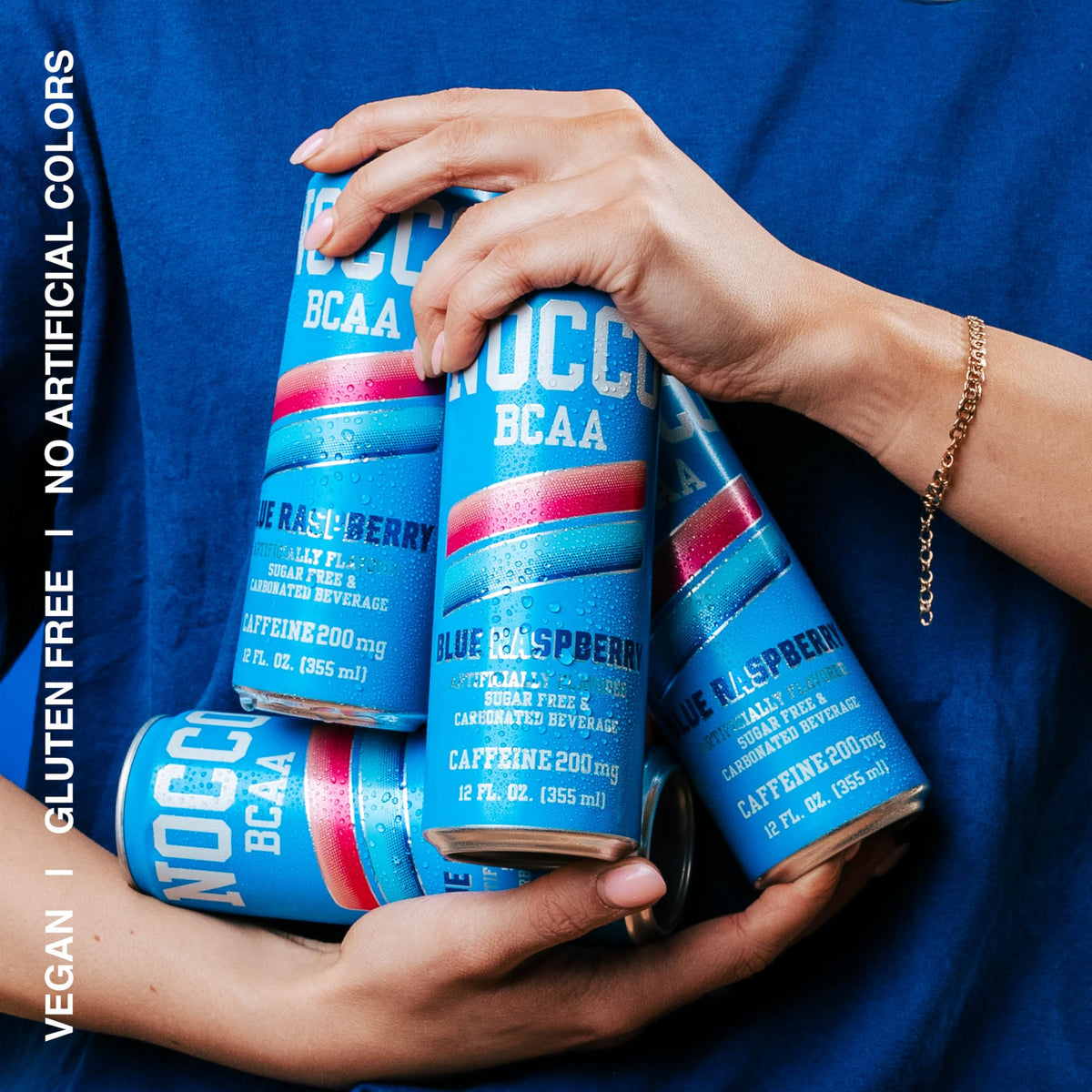 NOCCO Zero Sugar Blue Raspberry Energy Drink – 12-Pack, 180–200 mg Caffeine, BCAAs, Sugar Free