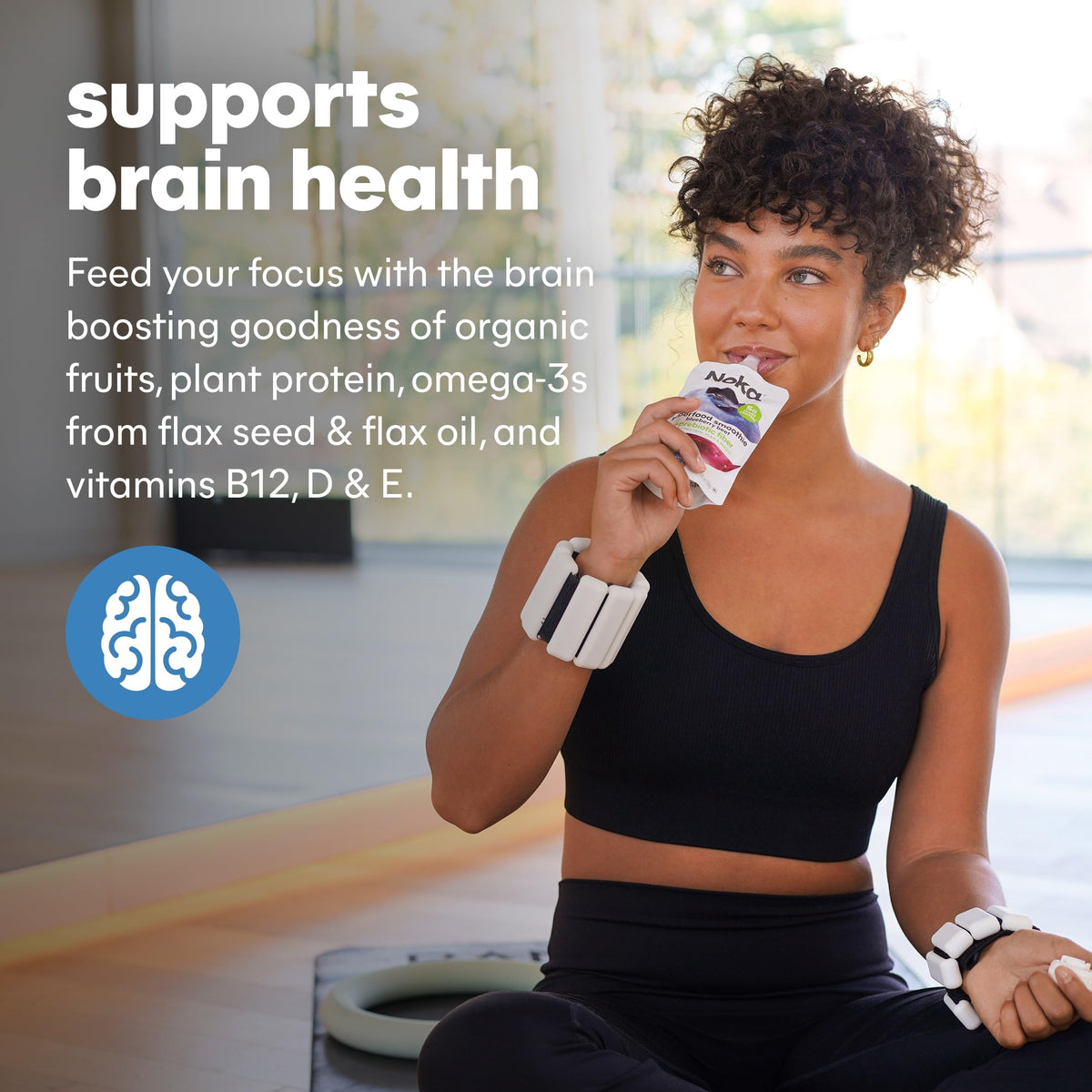 NOKA Superfood Smoothie Pouches – Blueberry Acai with Brain Support (12x4.22 oz)