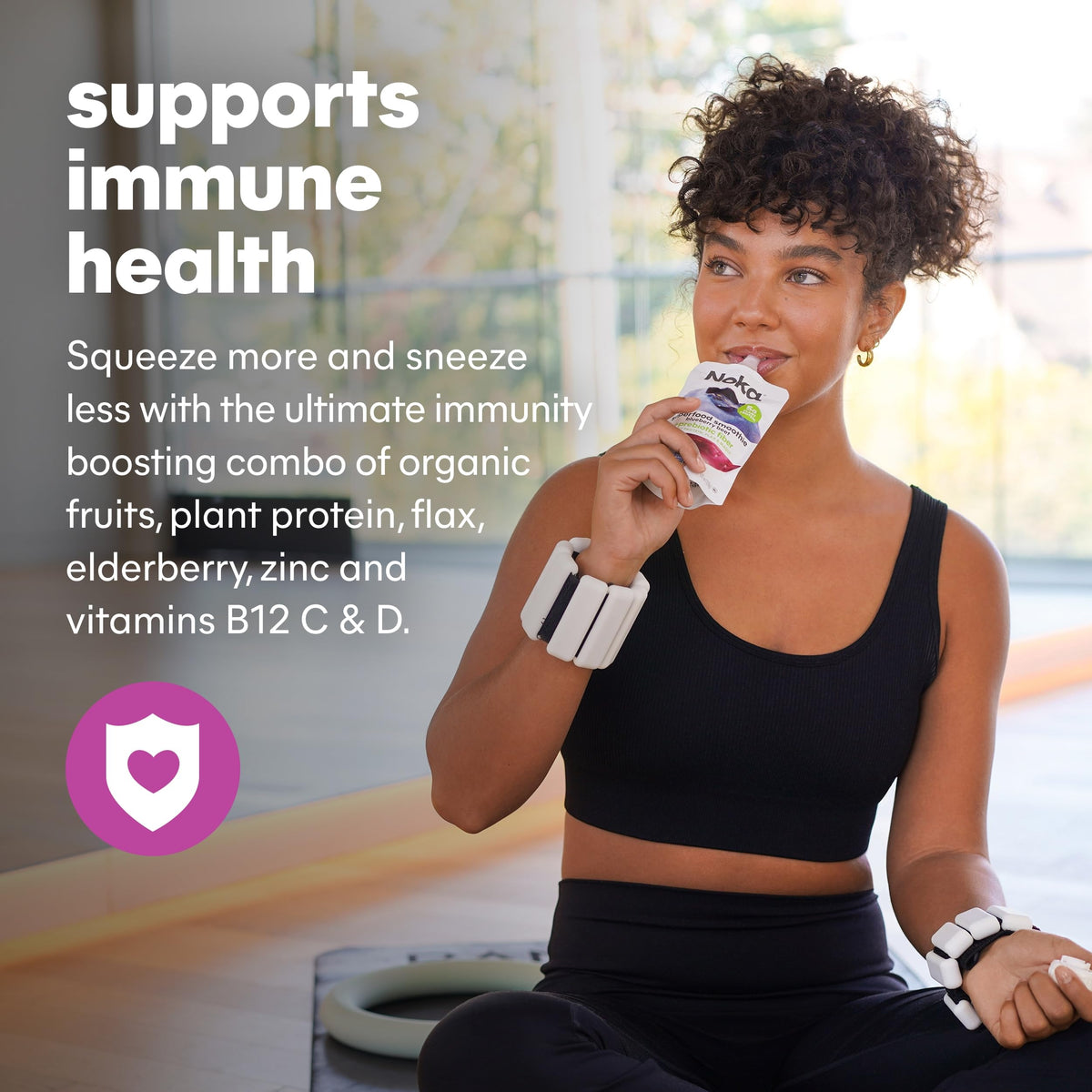 NOKA Superfood Berry Smoothie Pouches with Immune Support – 12 Pack