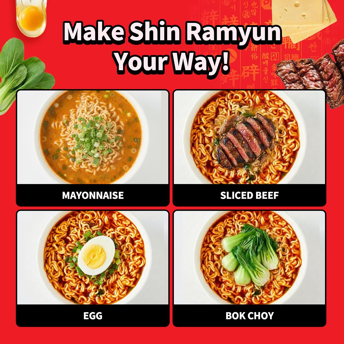 Nongshim Shin Ramyun Noodles — Spicy Beef Broth, Microwaveable, 20-Pack