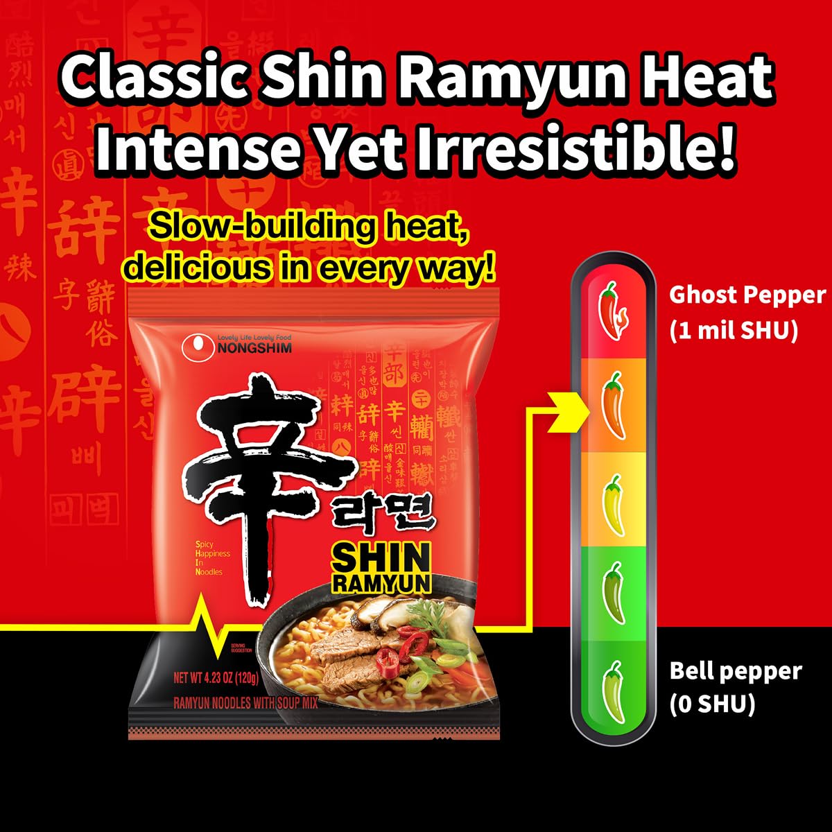Nongshim Shin Ramyun Noodles — Spicy Beef Broth, Microwaveable, 20-Pack
