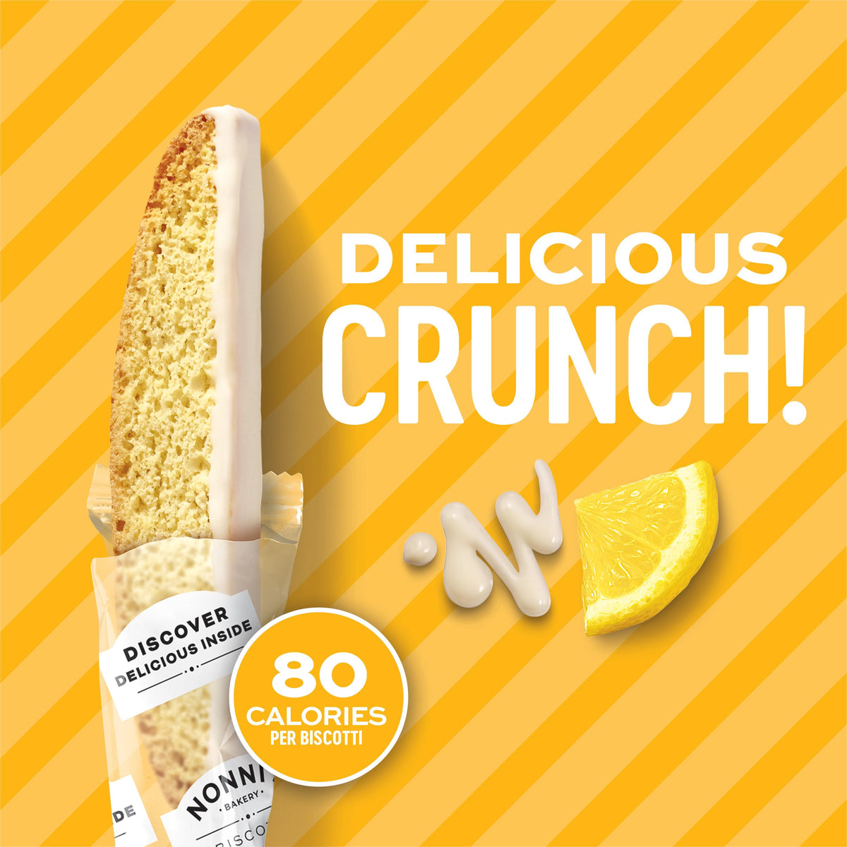 Nonni's Limone Lemon-Iced Biscotti Cookies – Individually Wrapped Italian Tea-Time Snack, 110 Cal Each, 21.5 oz Carton
