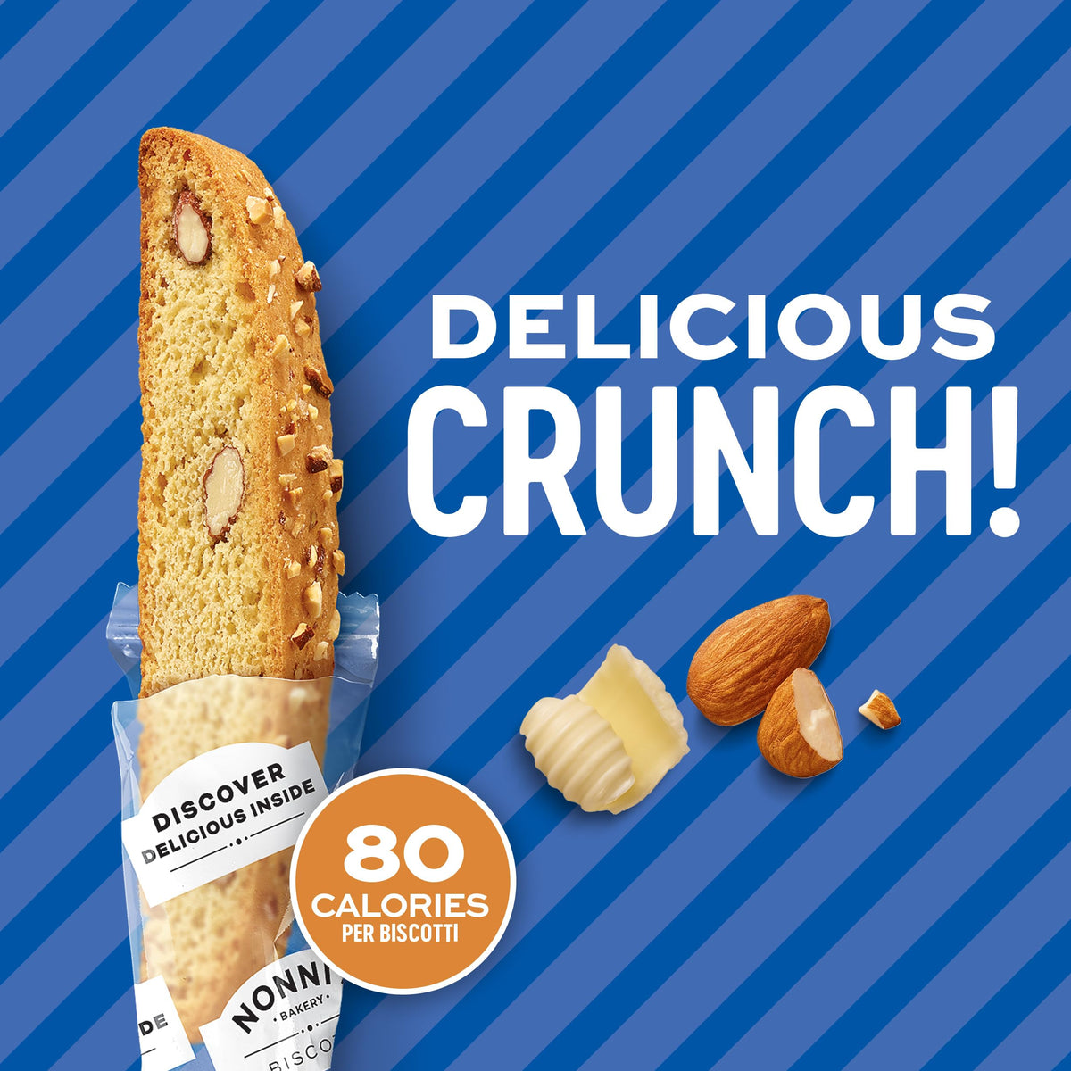 Nonni's Originali Classic Almond Biscotti – Individually Wrapped Twice-Baked Italian Snack, 80 Cal per Serving, 17.25 oz