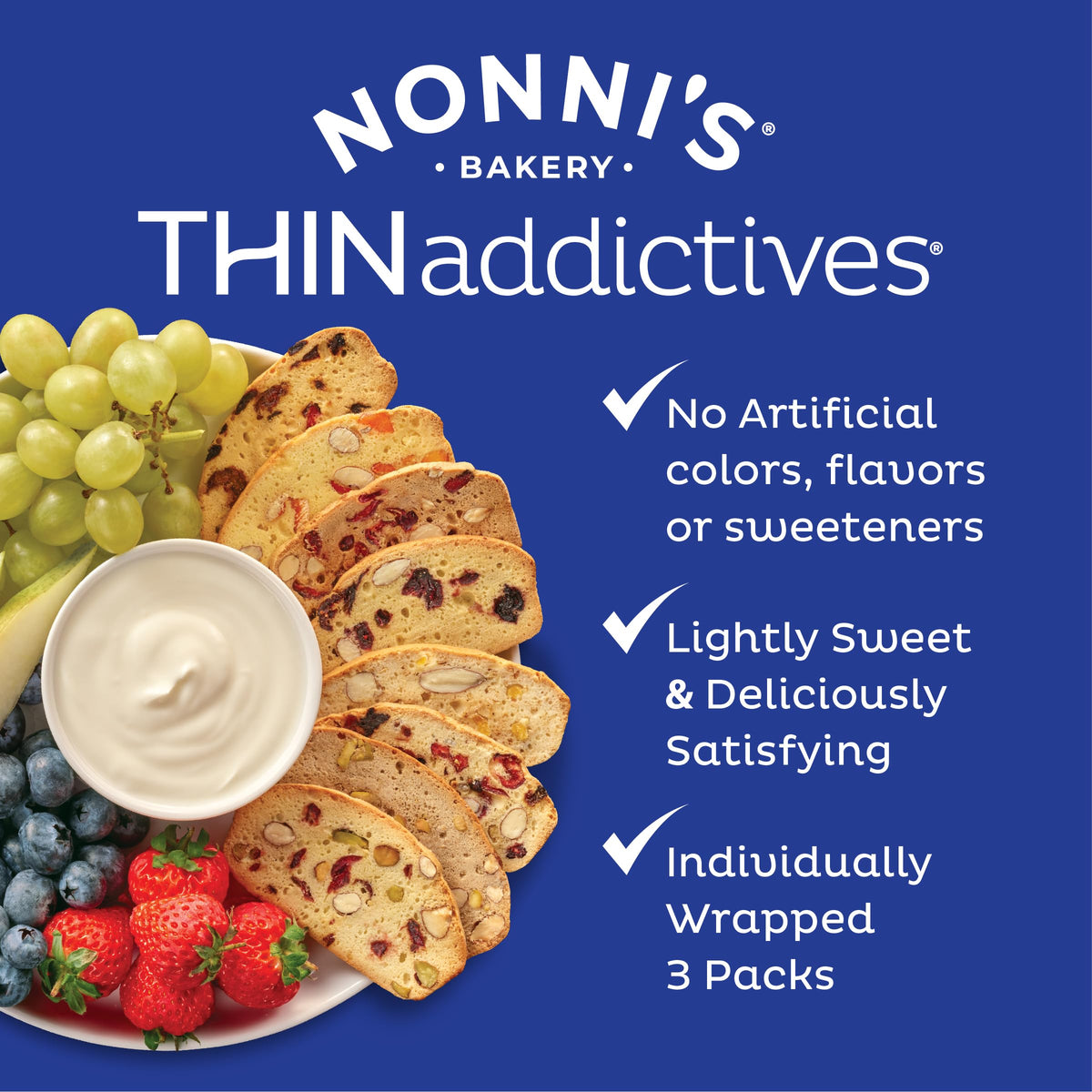 Nonni's THINaddictives Almond Thin Cookies – Mango & Coconut Edition, 3 Boxes | 90 Cal per Serving, Kosher