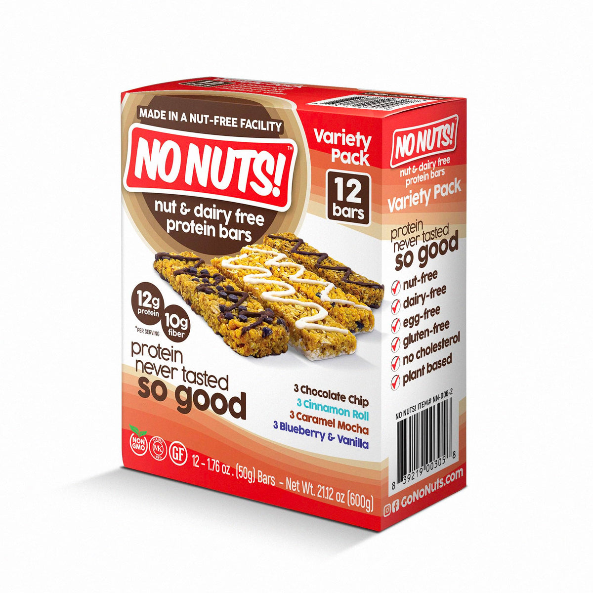 No Nuts! Protein Bar Variety Pack – Nut-Free, Vegan & Dairy-Free (12 Count)