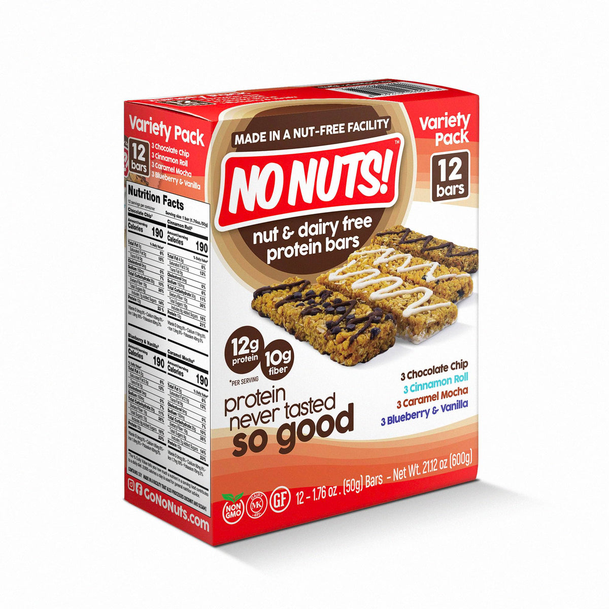 No Nuts! Protein Bar Variety Pack – Nut-Free, Vegan & Dairy-Free (12 Count)