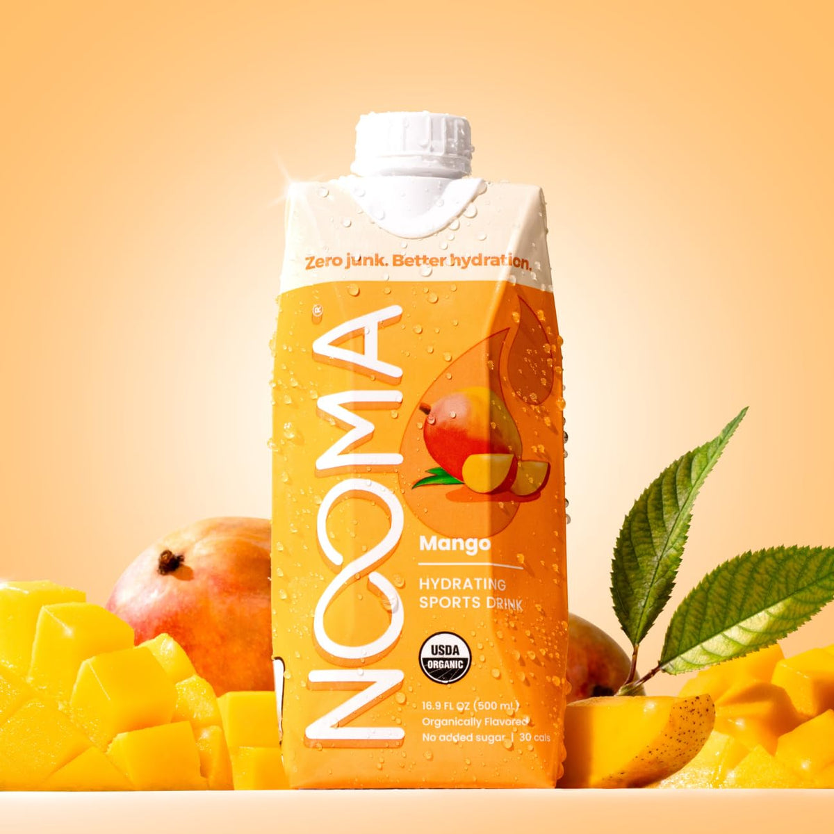 NOOMA Organic Electrolyte Sports Drink – Mango, 16.9oz, Pack of 12 | No Added Sugar, 30 Calories
