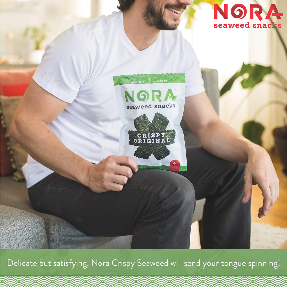 NORA Original Crispy Seaweed Snacks – Low-Carb Vegan Nori Chips, 6-Pack