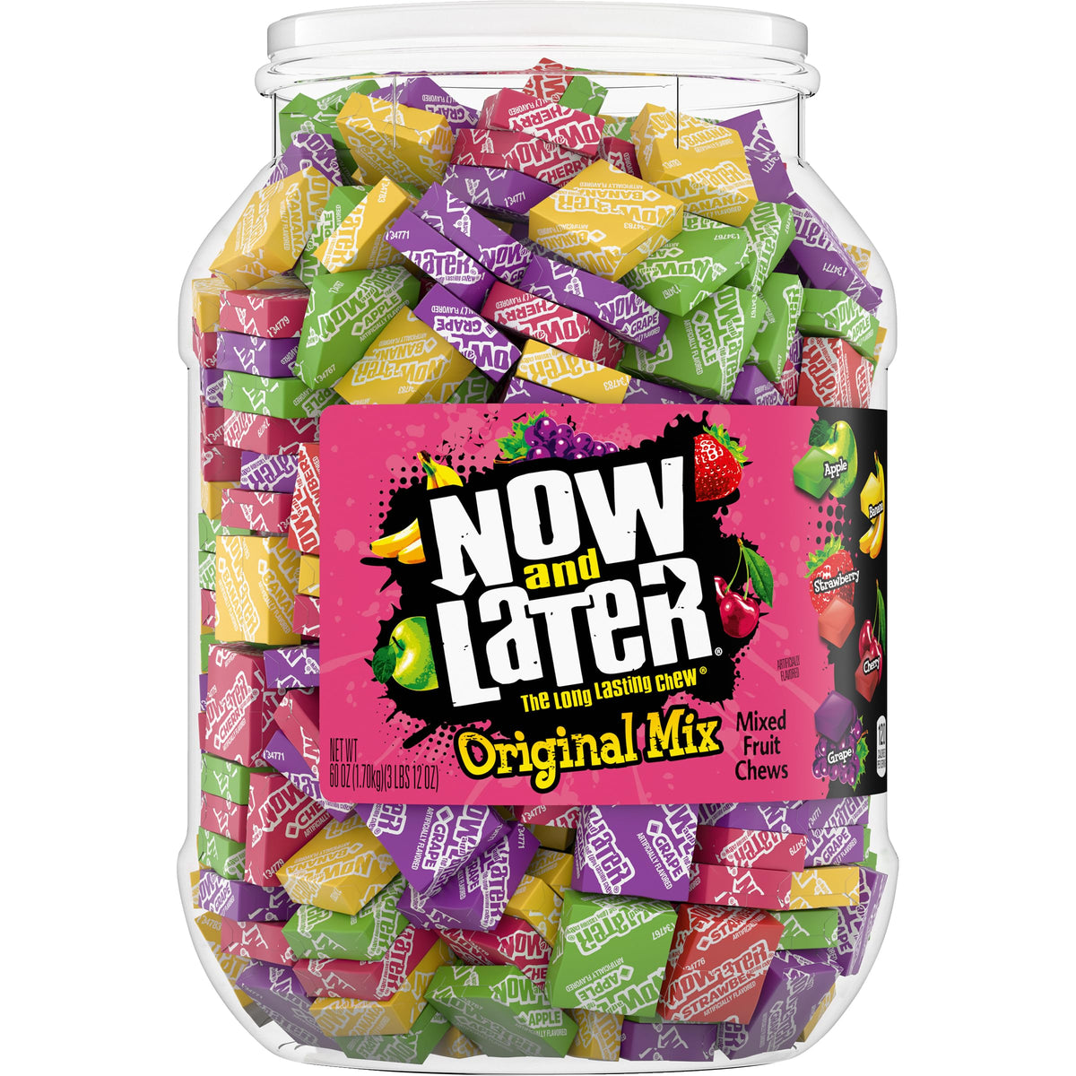 Now and Later Original Mix – Mixed Fruit Chews in 60 oz Jar | Individually Wrapped