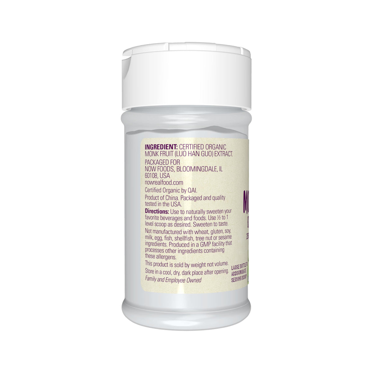 NOW Foods Organic Monk Fruit Extract Powder — Zero-Calorie, Non-GMO, 0.7 oz with Scoop