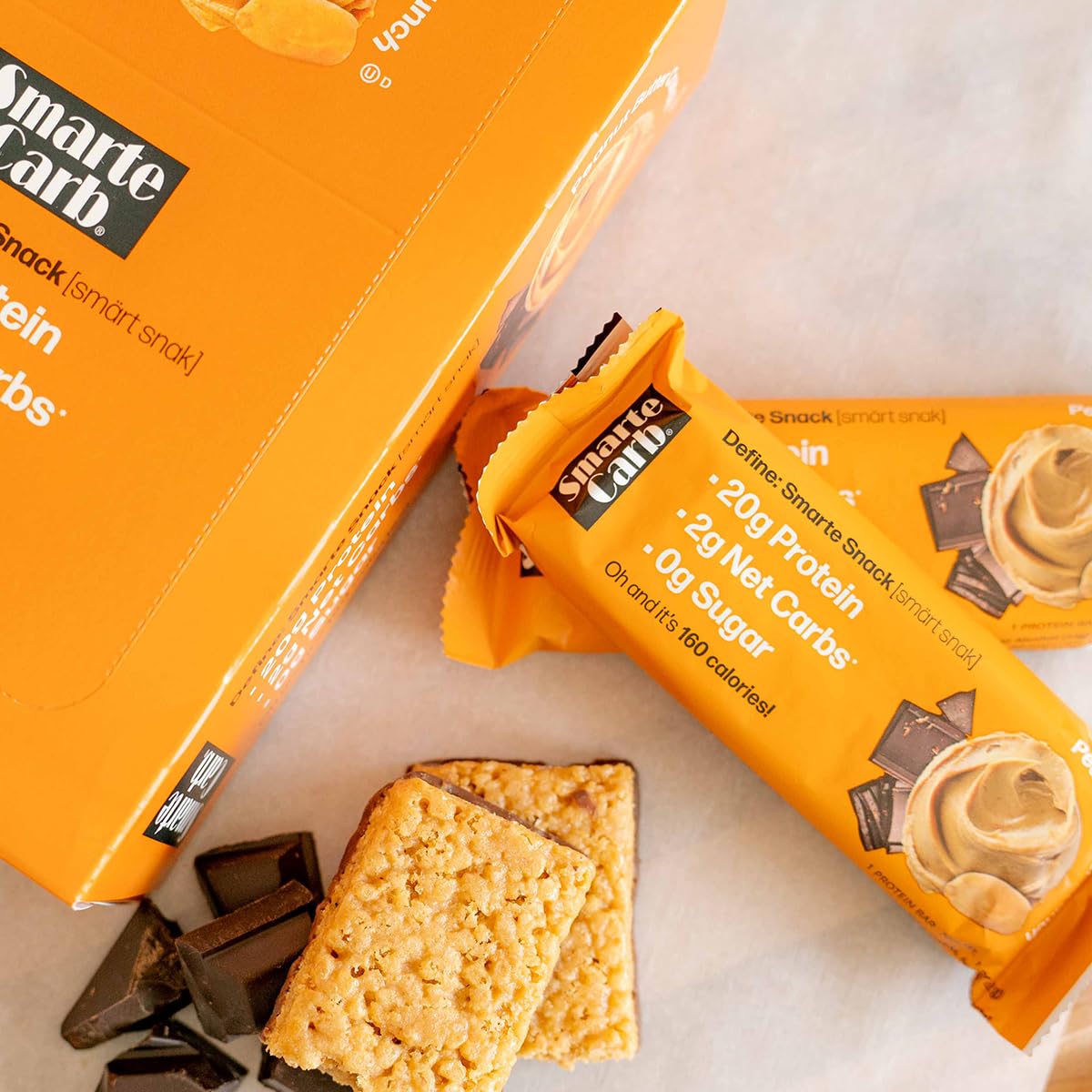 NuGo Smarte Carb Peanut Butter Crunch Bar — 20g Protein, 0g Sugar, 2g Net Carbs, 160 Calories | Brown Sugar Free