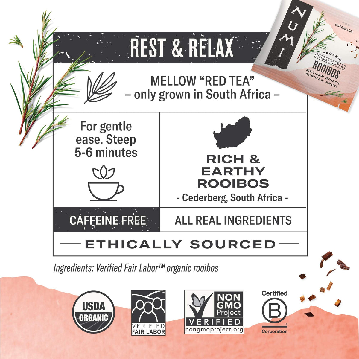 Numi Organic Rooibos Tea Variety Pack – 54 Bags (Chocolate, Chai & Classic Rooibos)