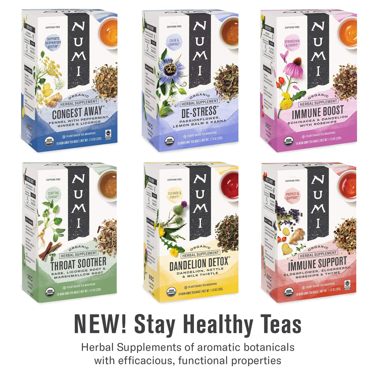Numi Organic Congest Away Herbal Tea – Caffeine Free Cooling Blend with Fennel, Peppermint, Ginger and Licorice