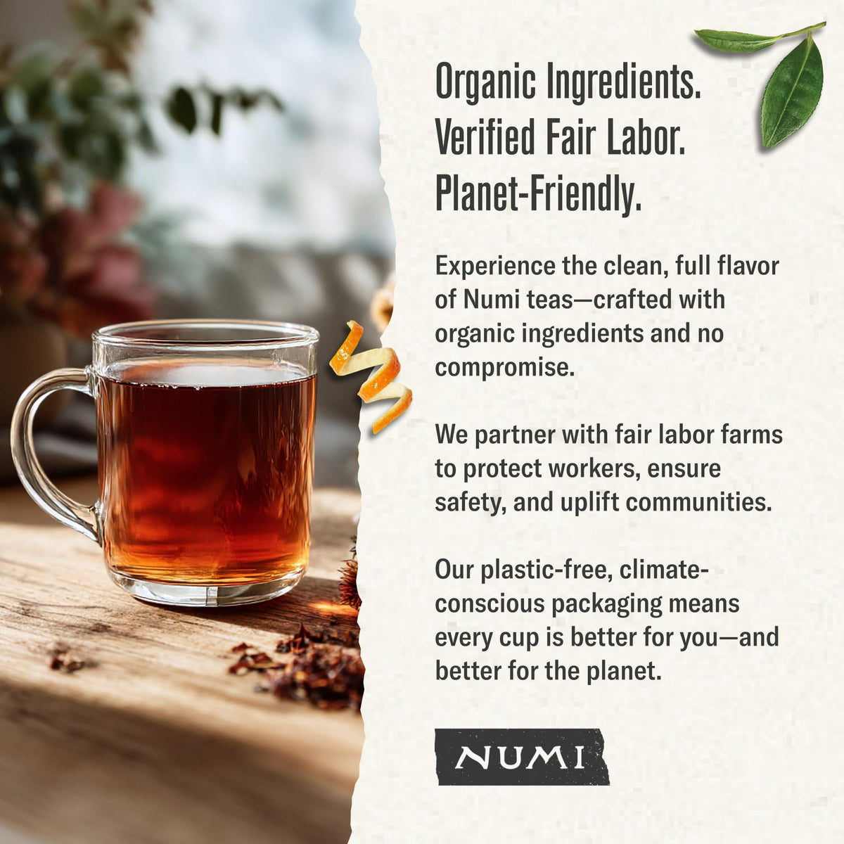 Numi Organic Rooibos Tea — Caffeine Free, 54 Microplastic Free Bags