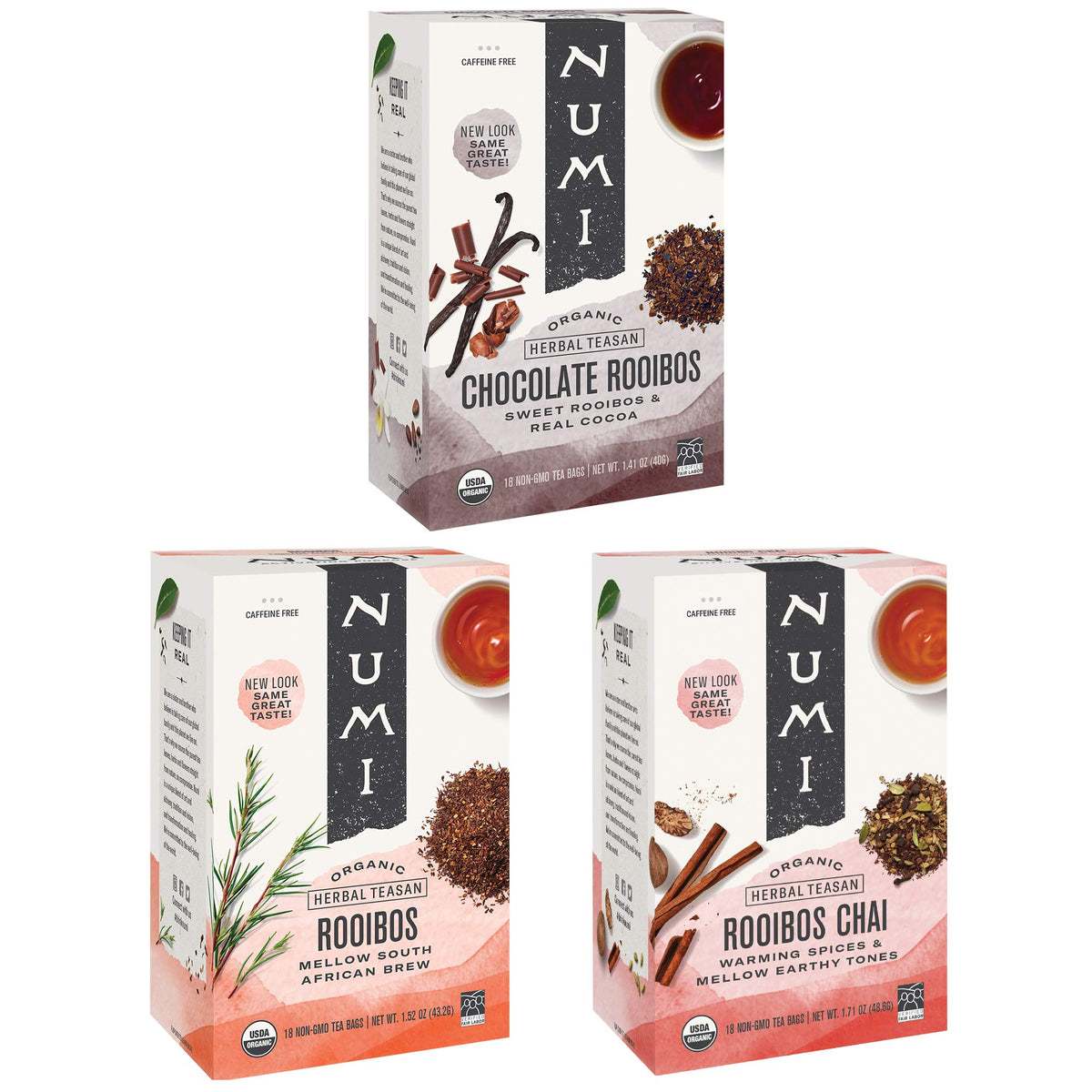 Numi Organic Rooibos Tea Variety Pack – 54 Bags (Chocolate, Chai & Classic Rooibos)
