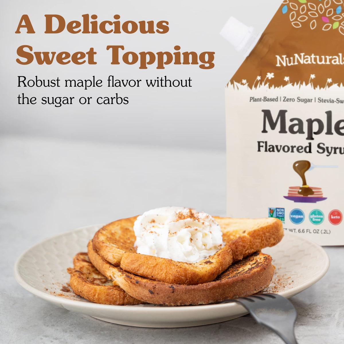 NuNaturals Stevia Syrup – Sugar-Free Maple Flavor, Zero Calories, 3-Pack (6.6oz each)