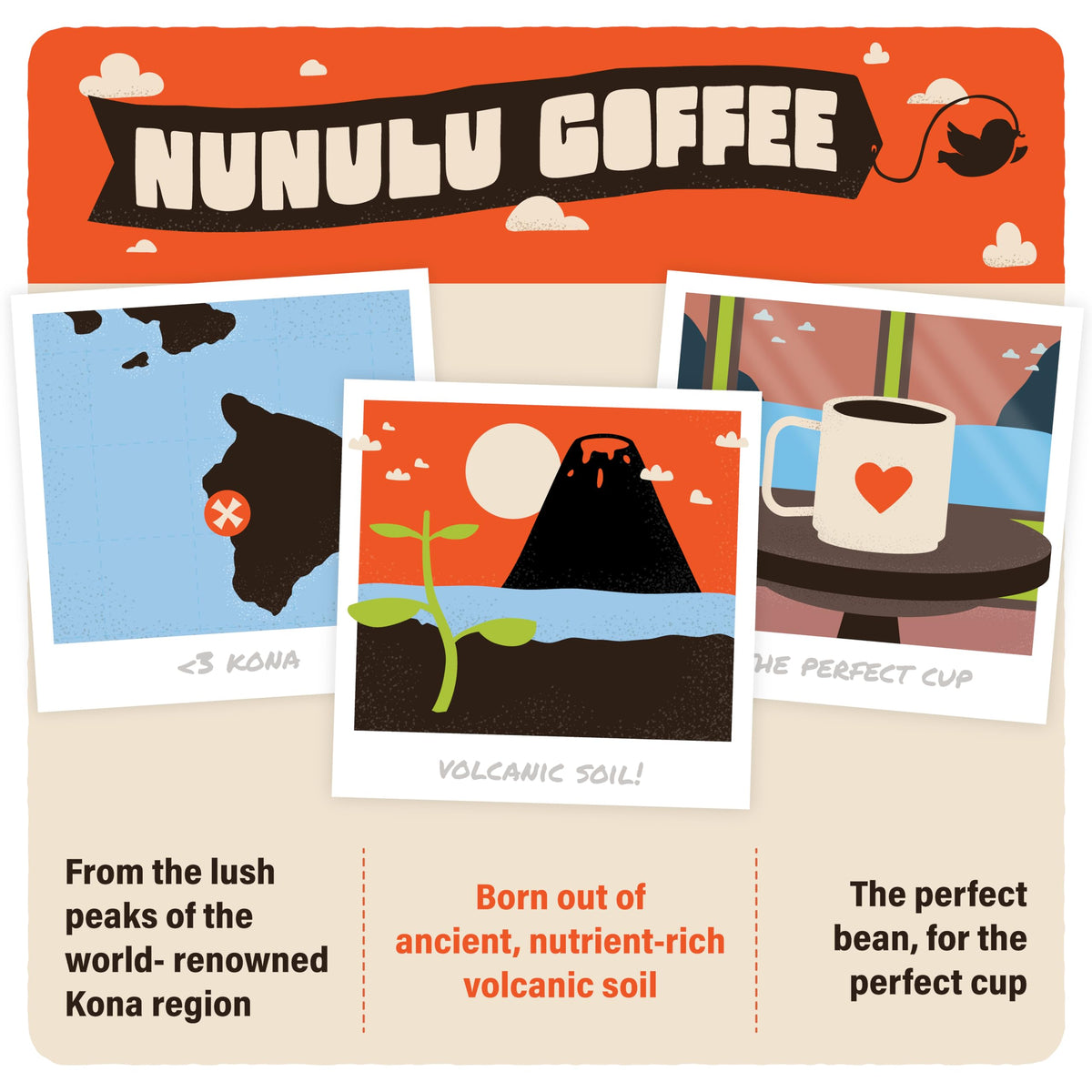 Nunulu Coffee That Sings – 100% Kona Whole Bean Coffee, Medium Roast, 7 oz