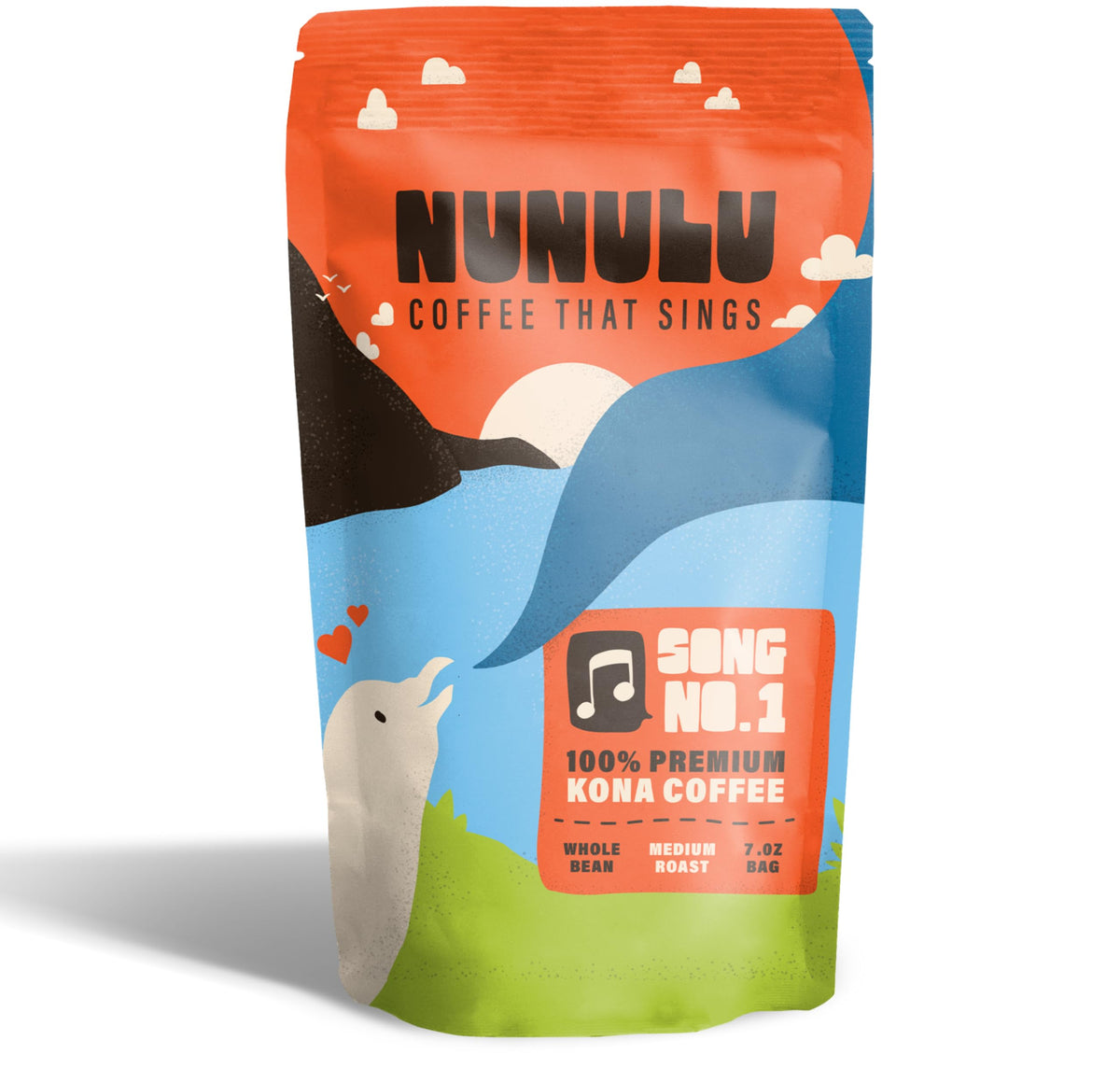 Nunulu Coffee That Sings – 100% Kona Whole Bean Coffee, Medium Roast, 7 oz