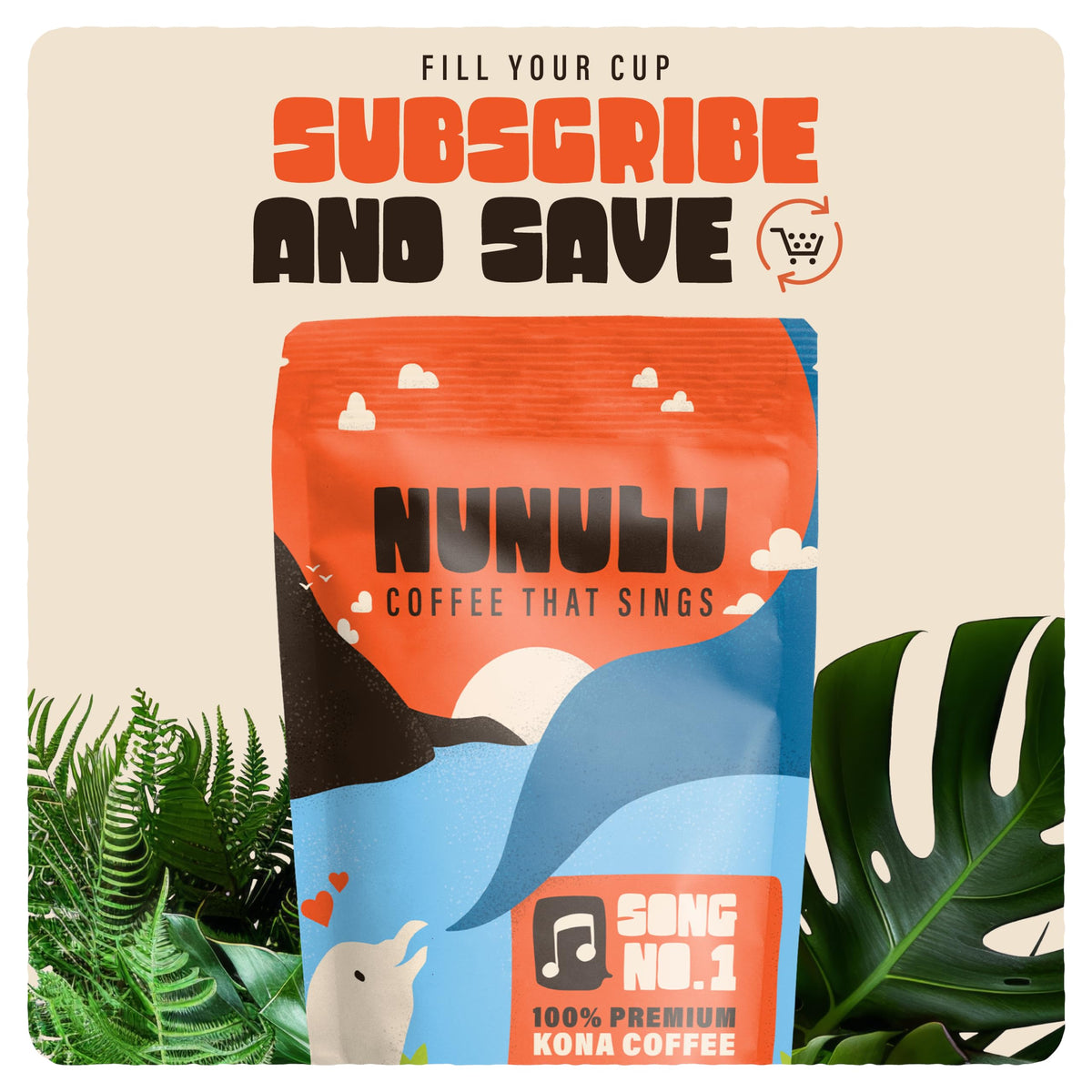 Nunulu Coffee That Sings – 100% Kona Whole Bean Coffee, Medium Roast, 7 oz