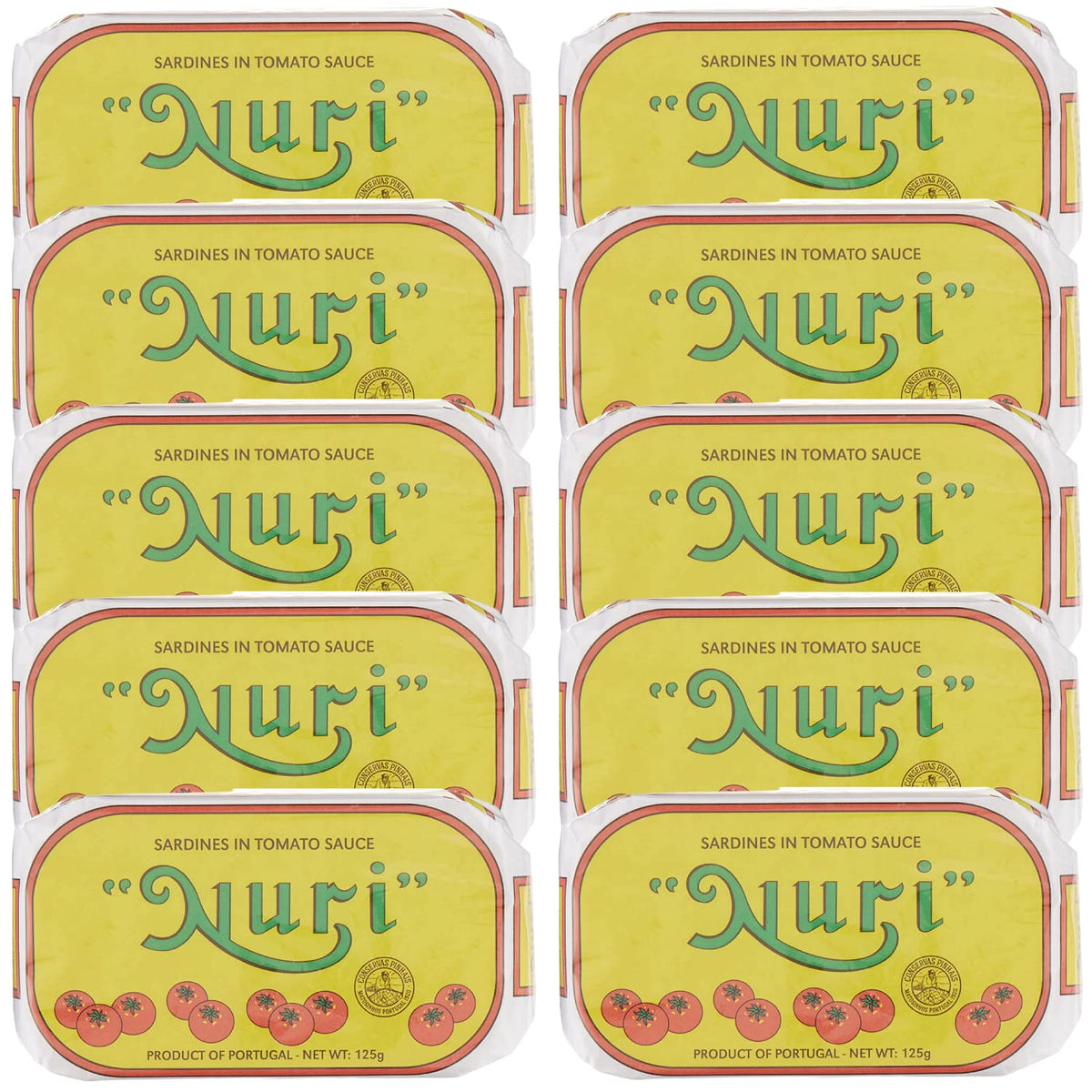 Nuri Portuguese Sardines in Tomato Sauce – 10 Pack (4.4 oz Cans)